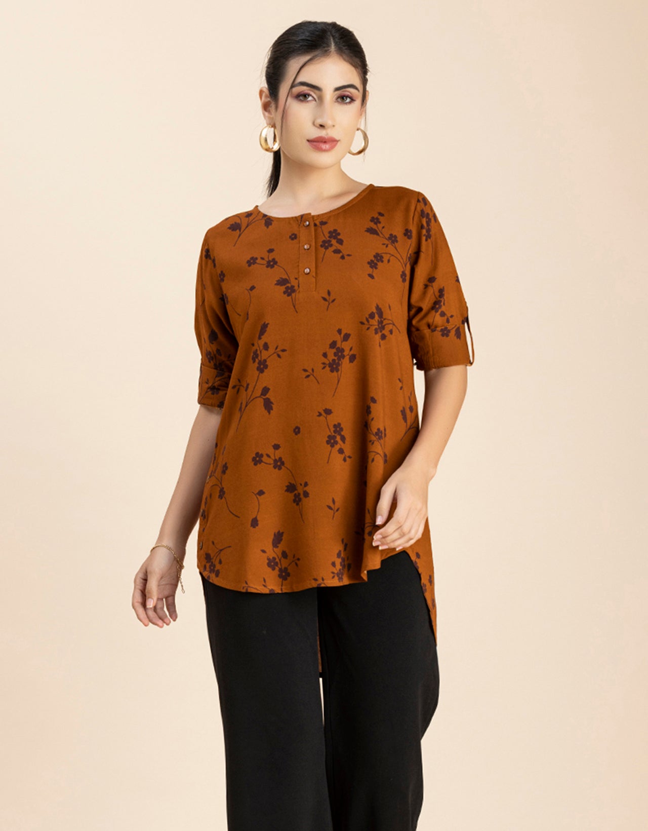 Round Neck Button Placket