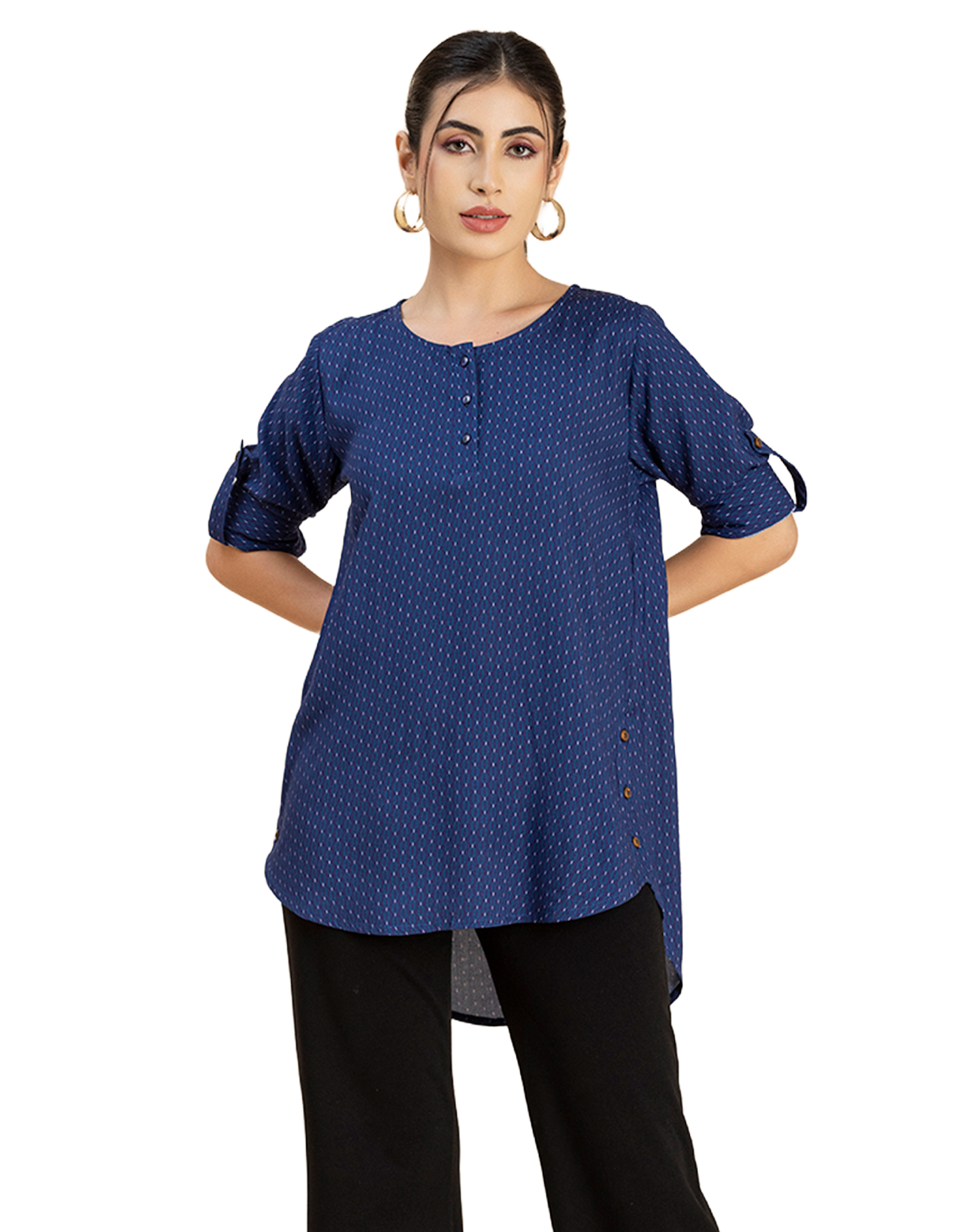 Round Neck Button Placket