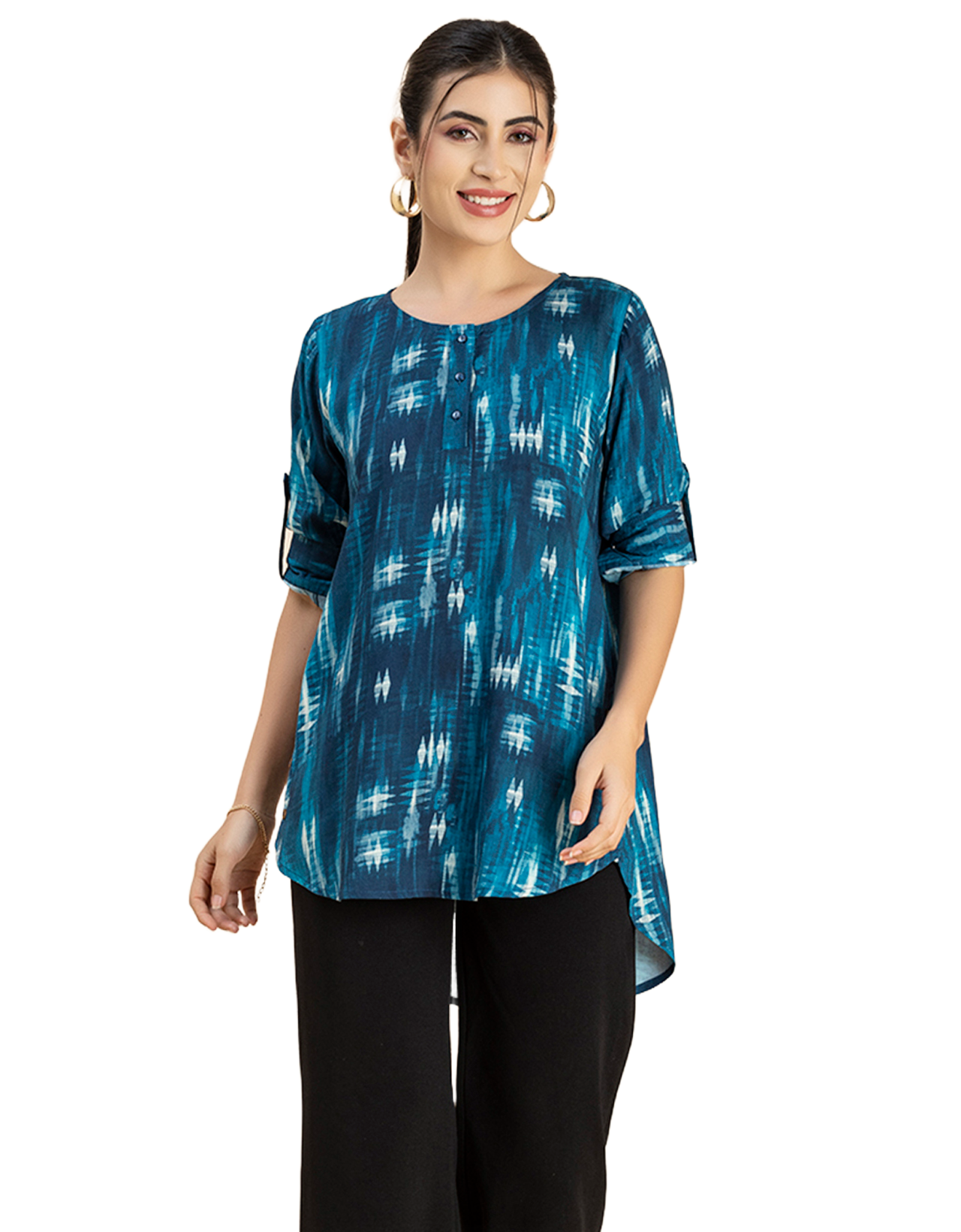 Round Neck Button Placket