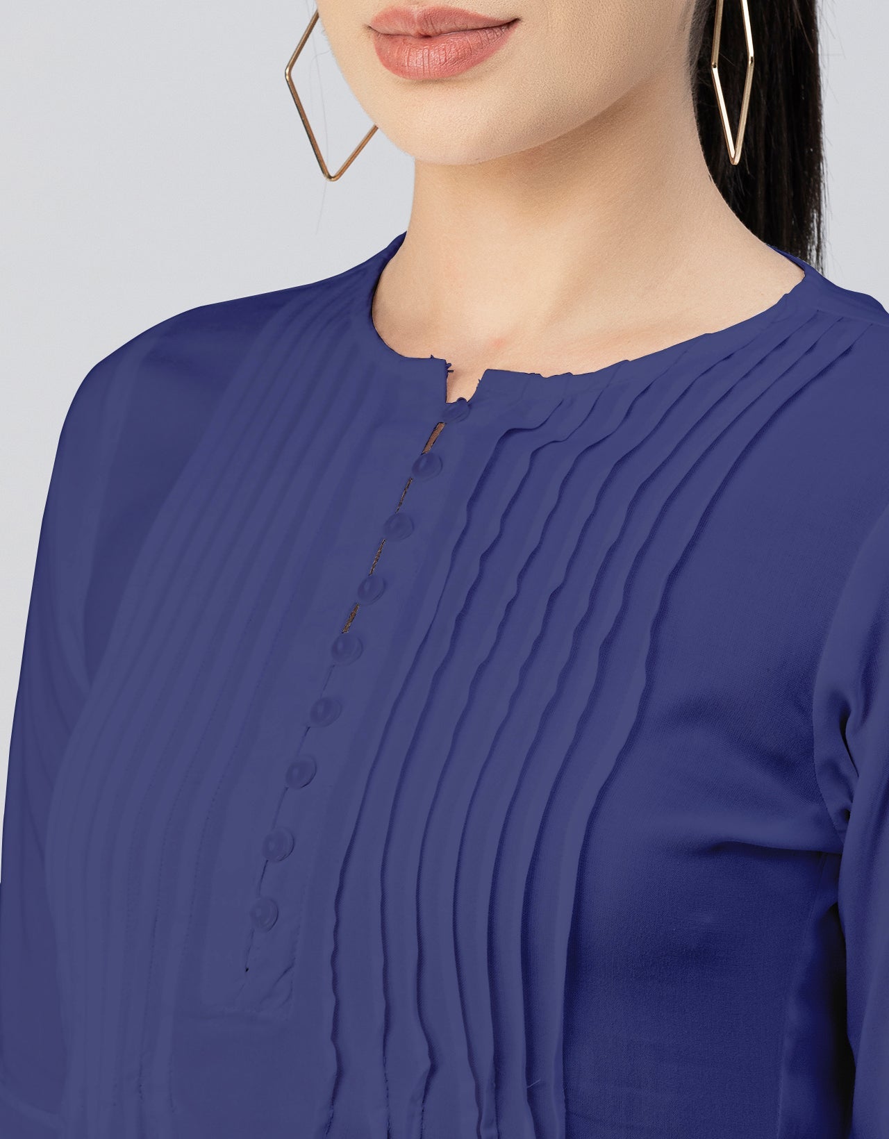 Solid Bell Sleeves Pleated