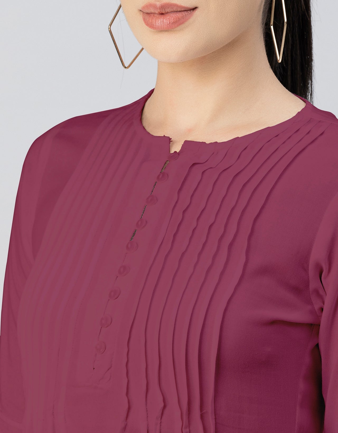 Solid Bell Sleeves Pleated
