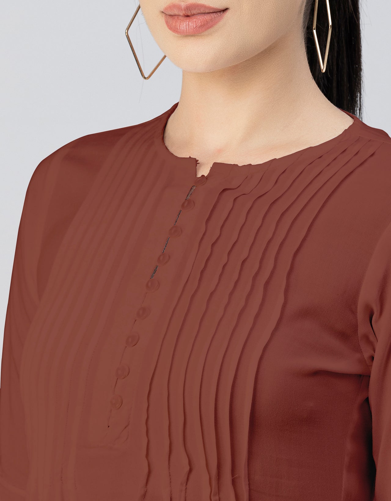 Solid Bell Sleeves Pleated