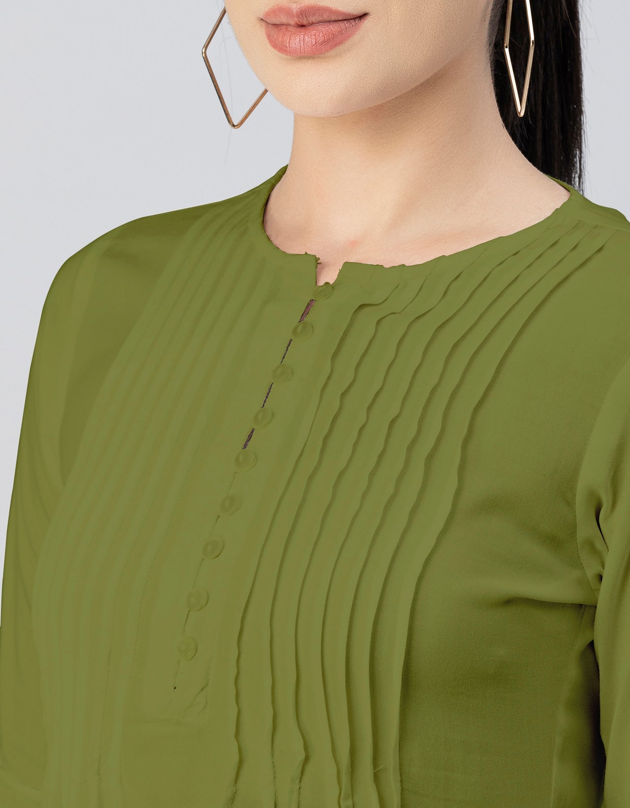 Solid Bell Sleeves Pleated