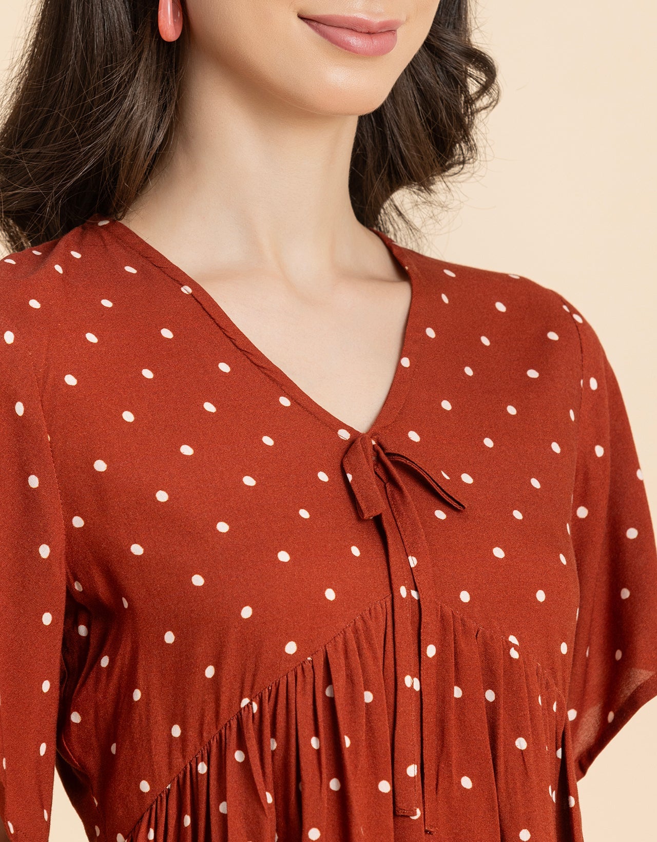 Printed V-Neck Peplum Top
