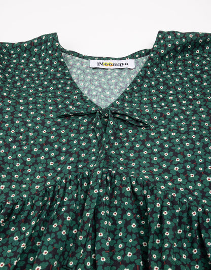 Printed V-Neck Peplum Top