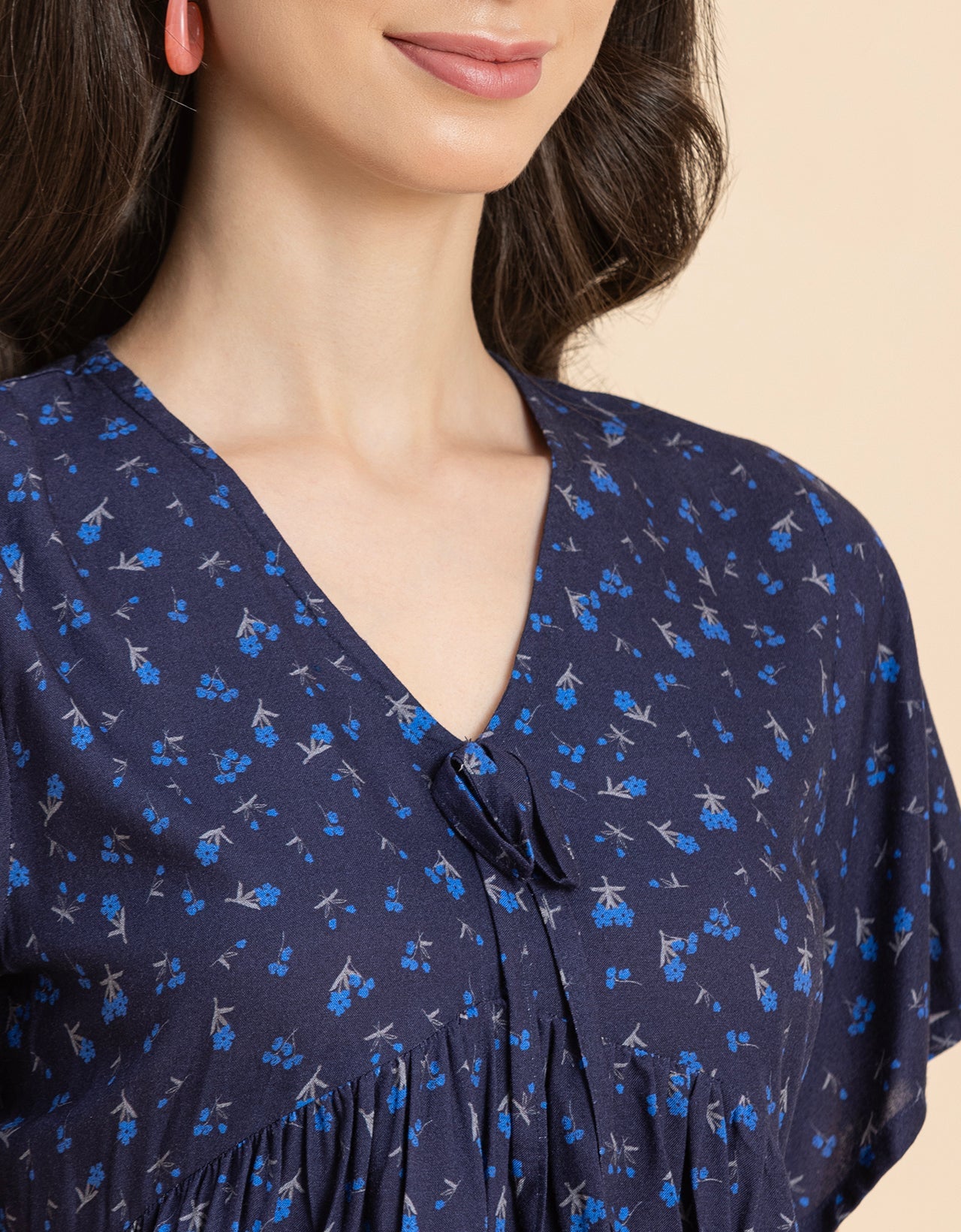 Printed V-Neck Peplum Top
