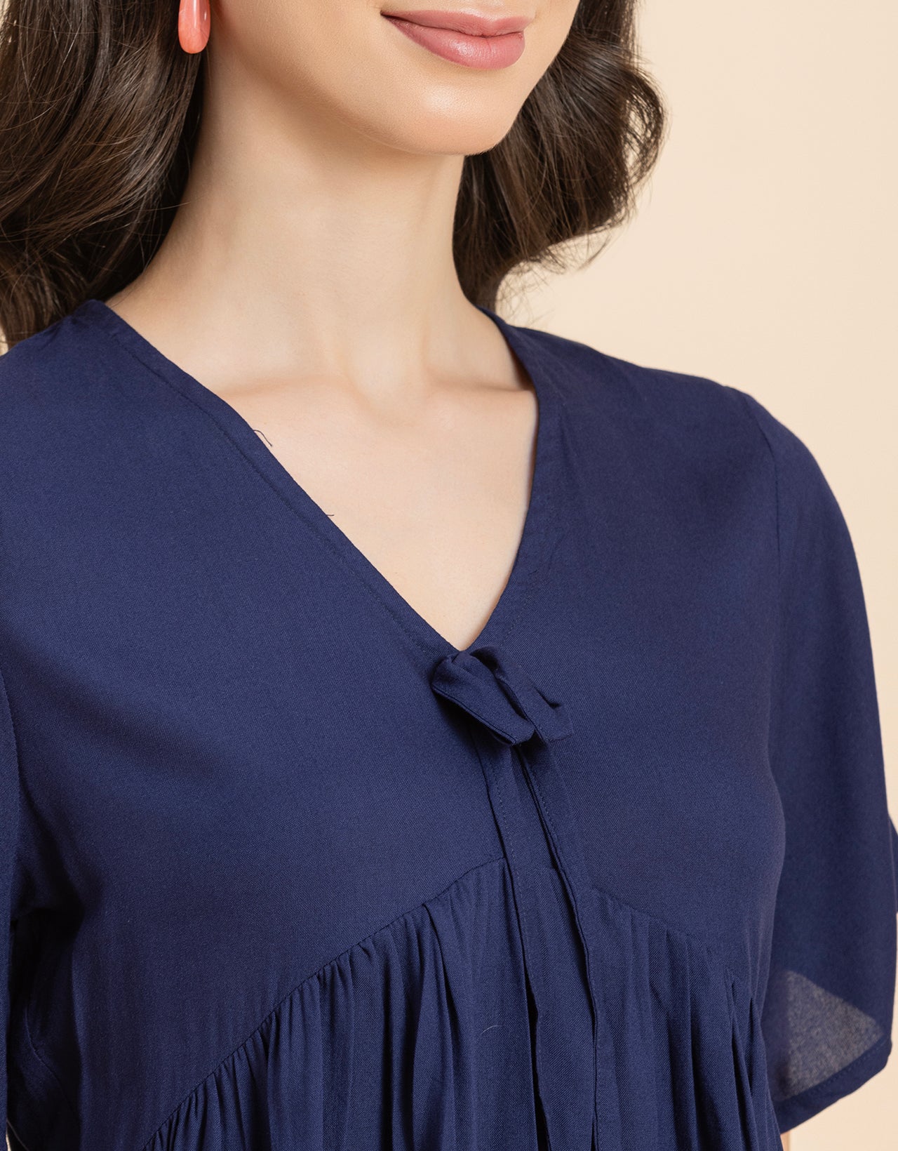 Printed V-Neck Peplum Top