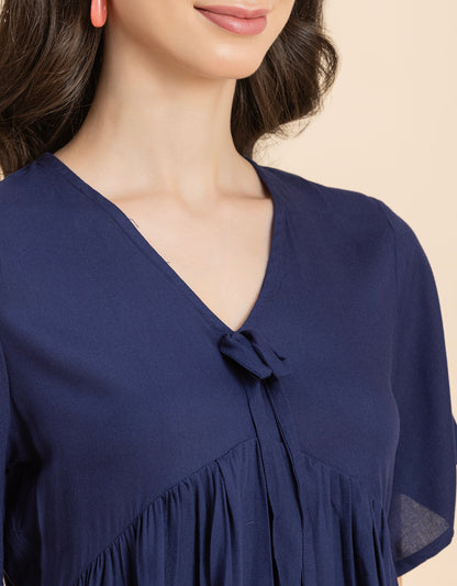 Printed V-Neck Peplum Top
