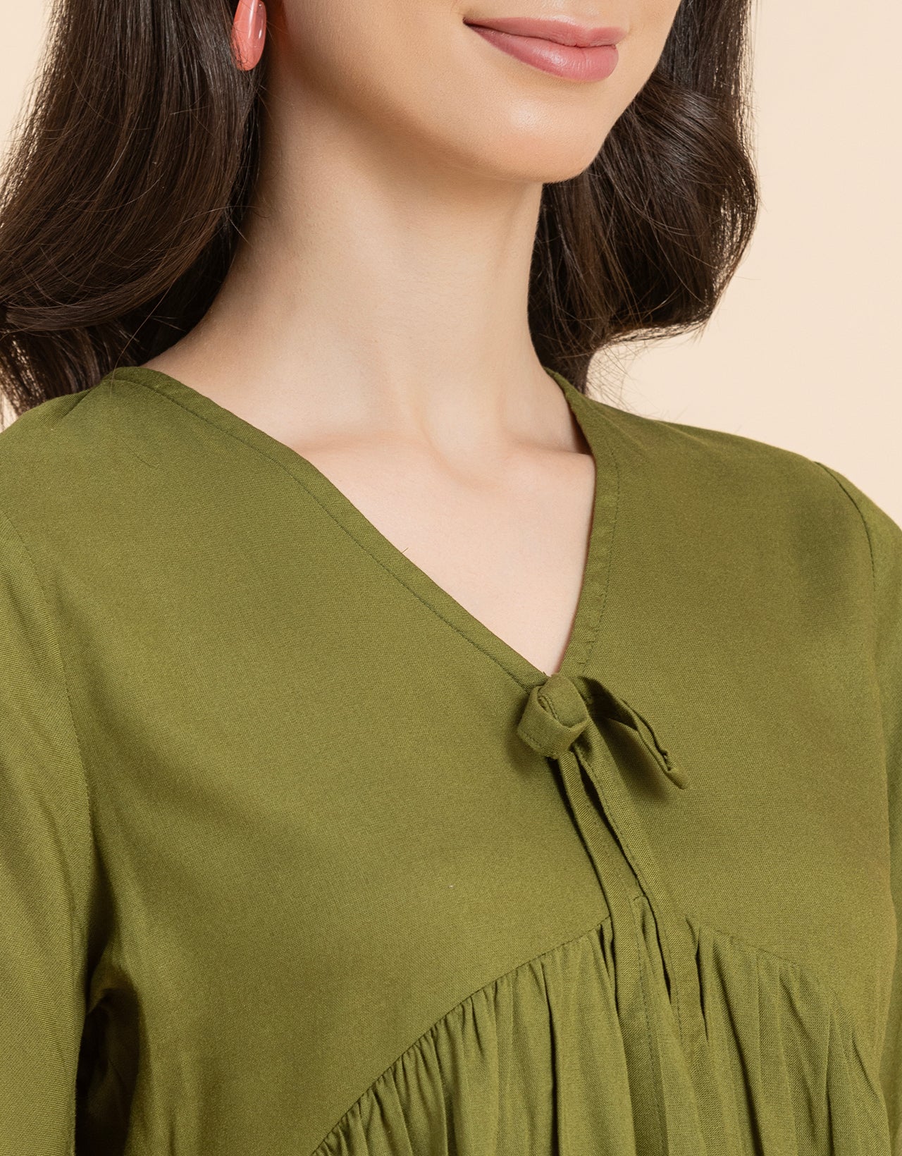 Printed V-Neck Peplum Top