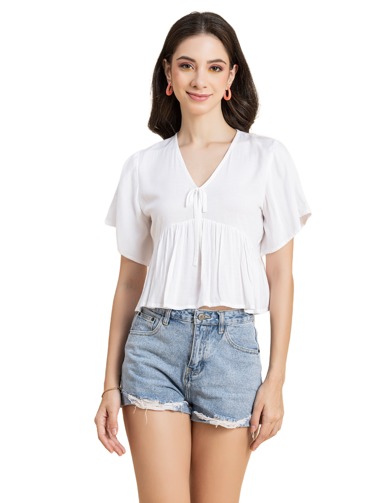 Printed V-Neck Peplum Top