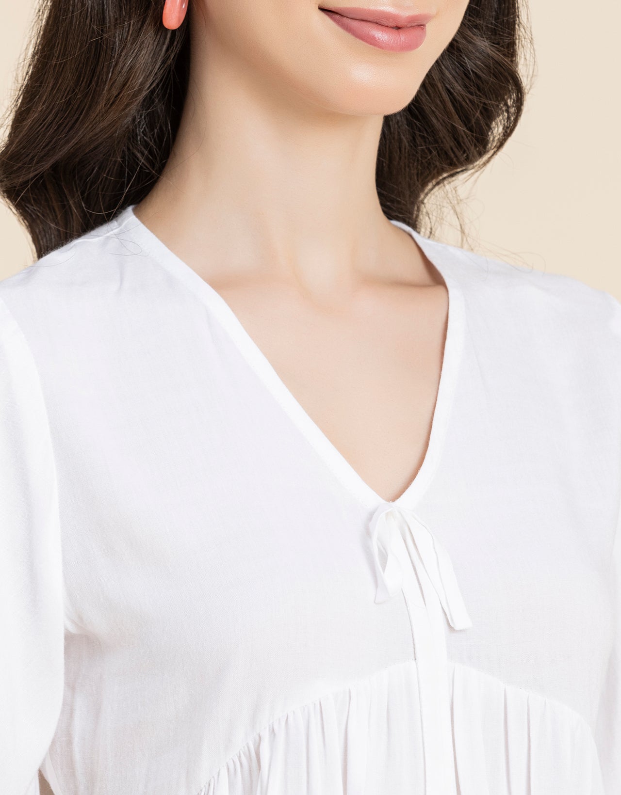 Printed V-Neck Peplum Top