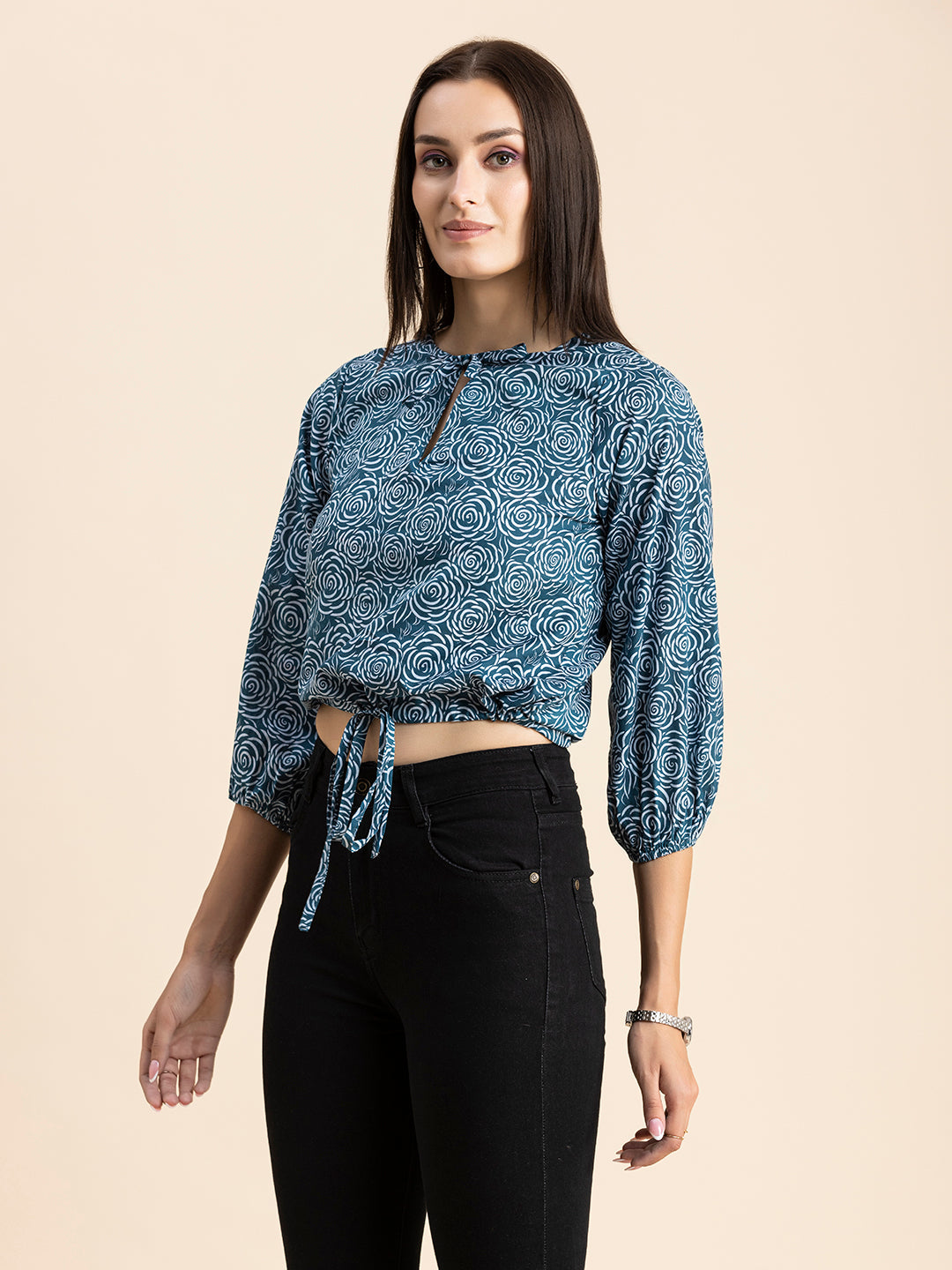 Printed Cotton Tie-Up Top