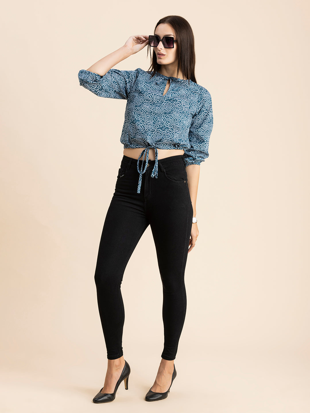Printed Cotton Tie-Up Top