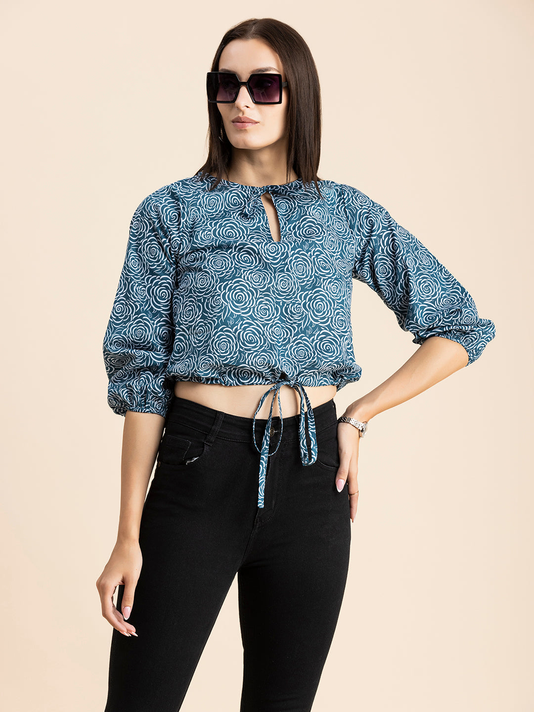Printed Cotton Tie-Up Top