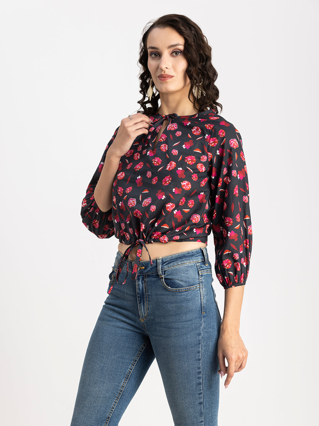 Printed Cotton Tie-Up Top