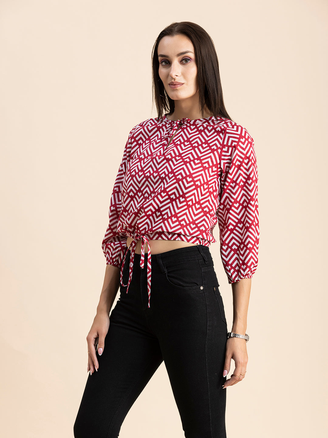 Printed Cotton Tie-Up Top