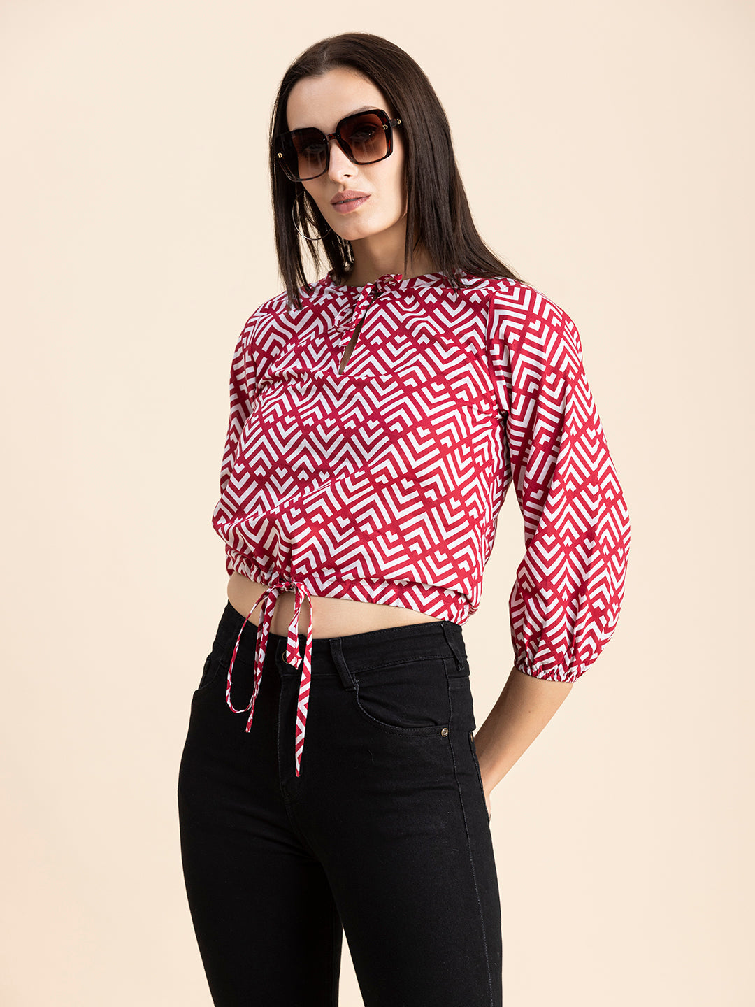 Printed Cotton Tie-Up Top