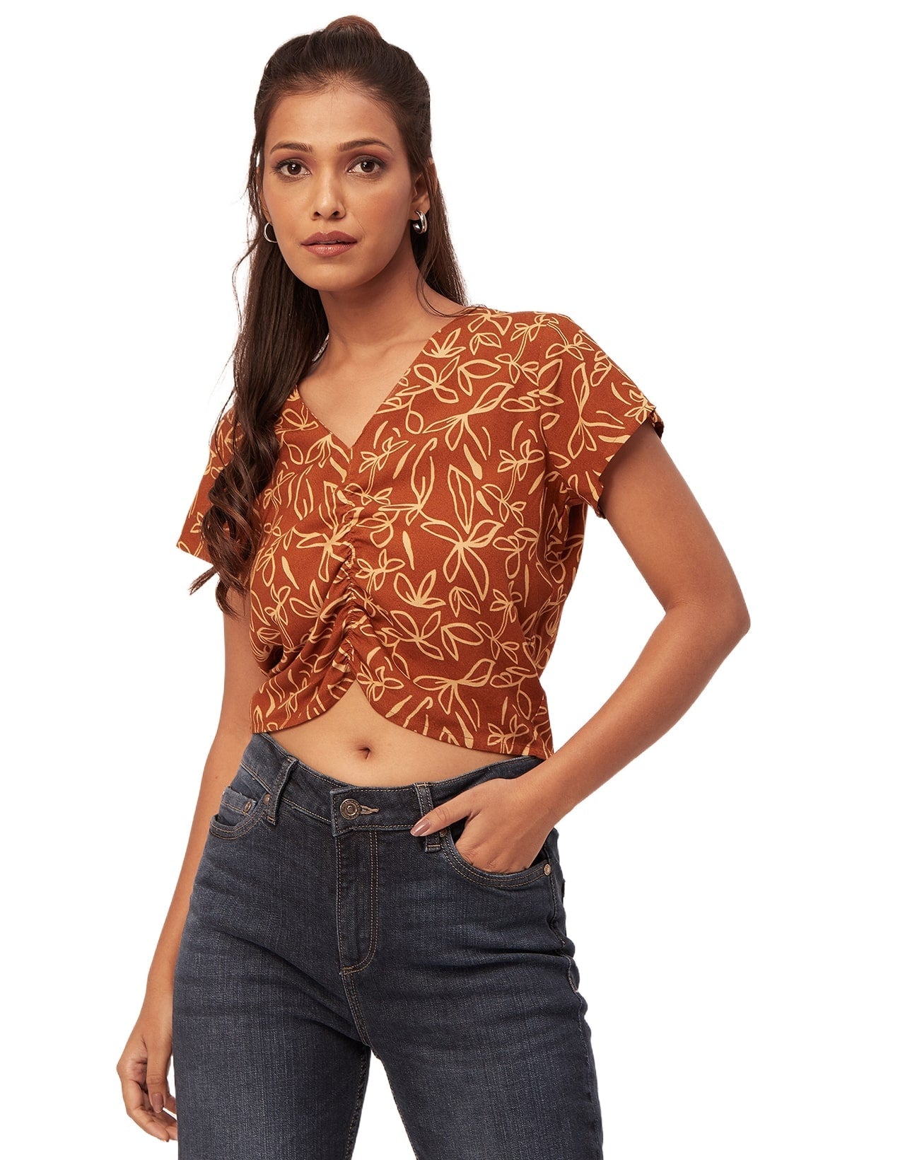 Short Sleeve V-Neck Crop