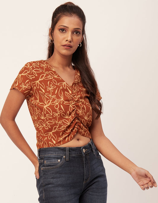 Short Sleeve V-Neck Crop