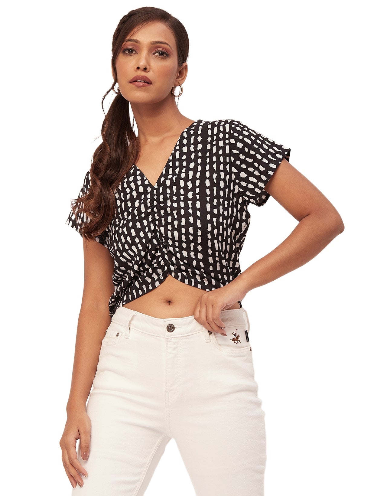 Short Sleeve V-Neck Crop