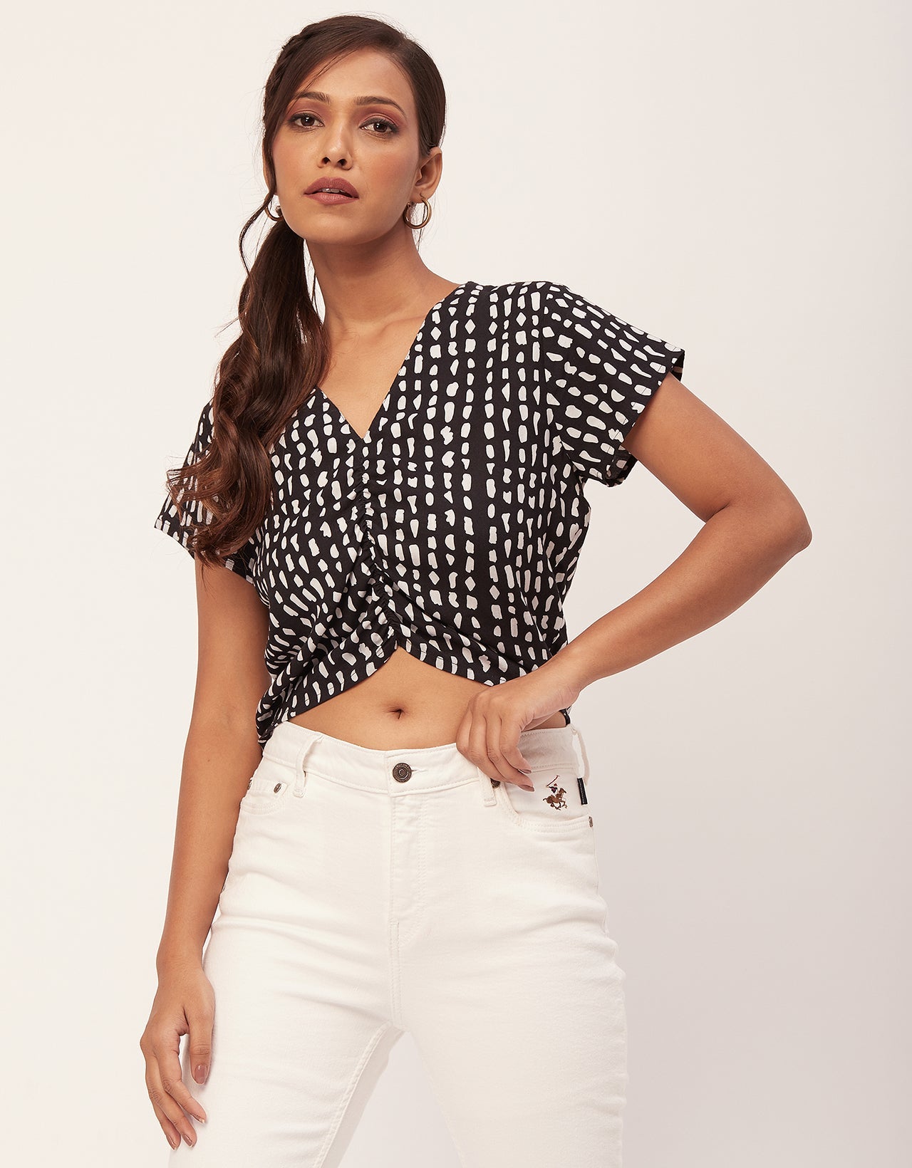 Short Sleeve V-Neck Crop