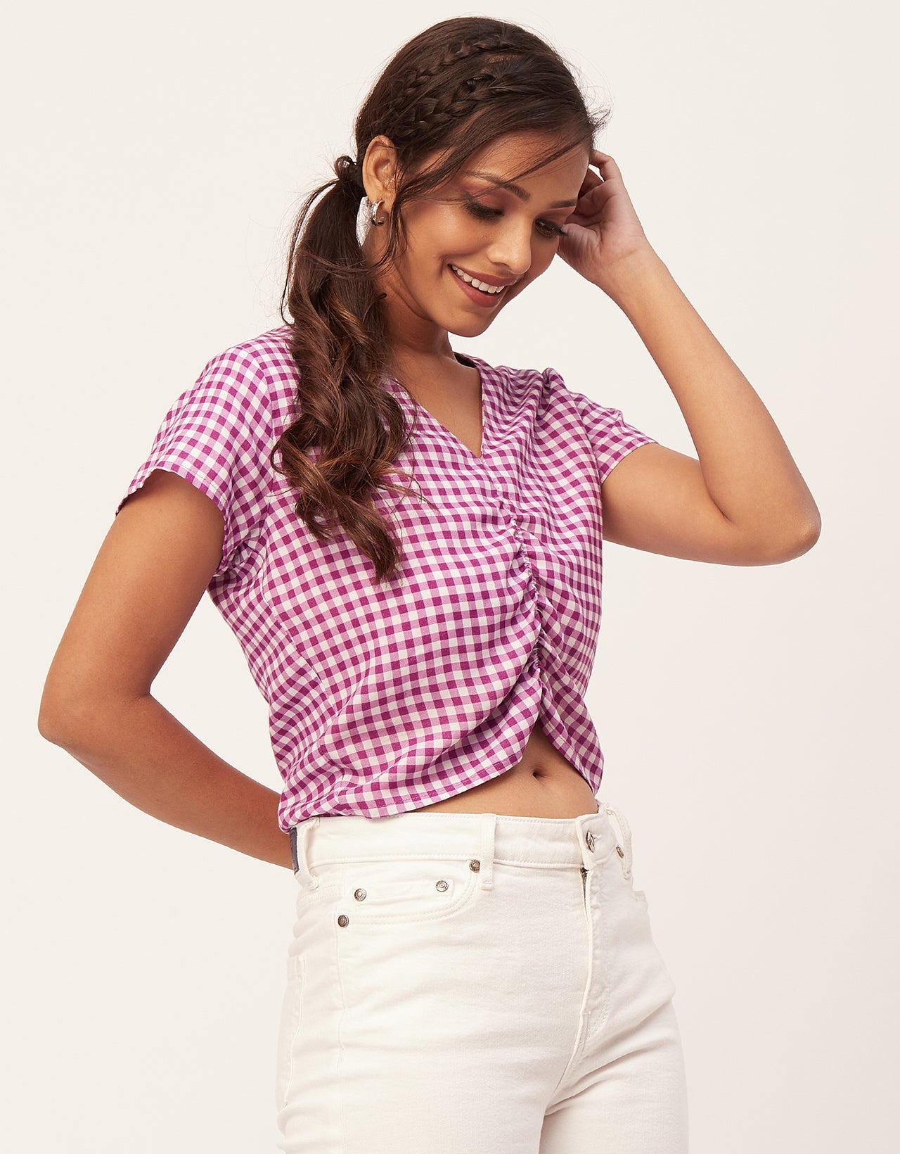 Short Sleeve V-Neck Crop