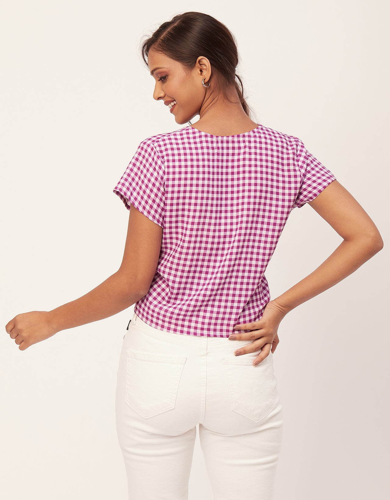 Short Sleeve V-Neck Crop