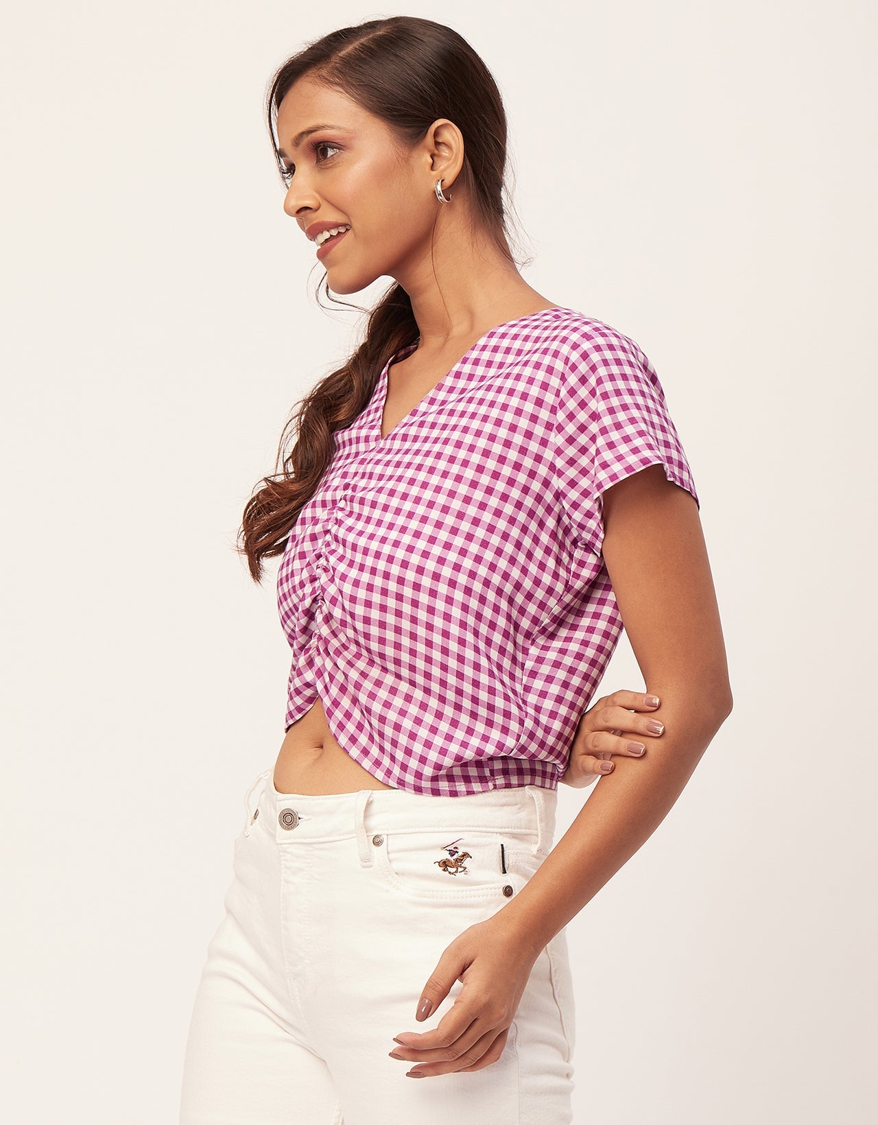 Short Sleeve V-Neck Crop