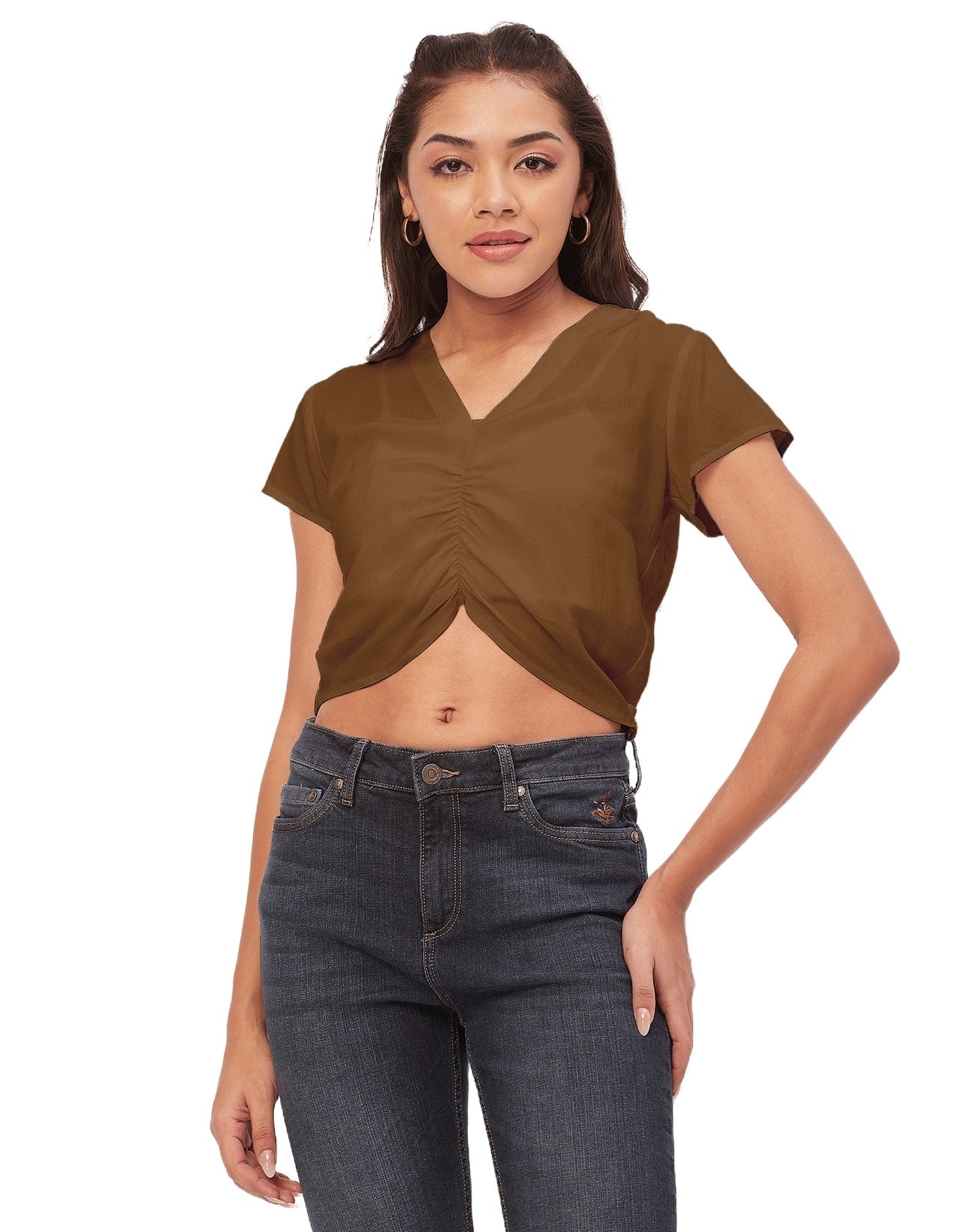 Short Sleeve V-Neck Crop