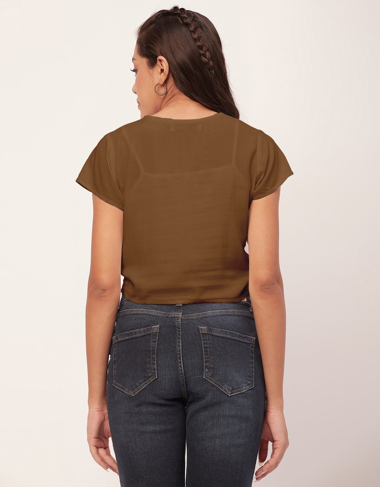 Short Sleeve V-Neck Crop