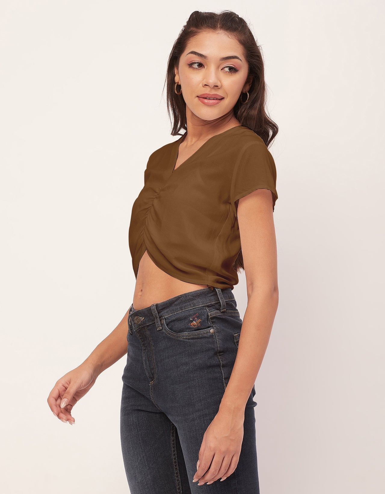 Short Sleeve V-Neck Crop