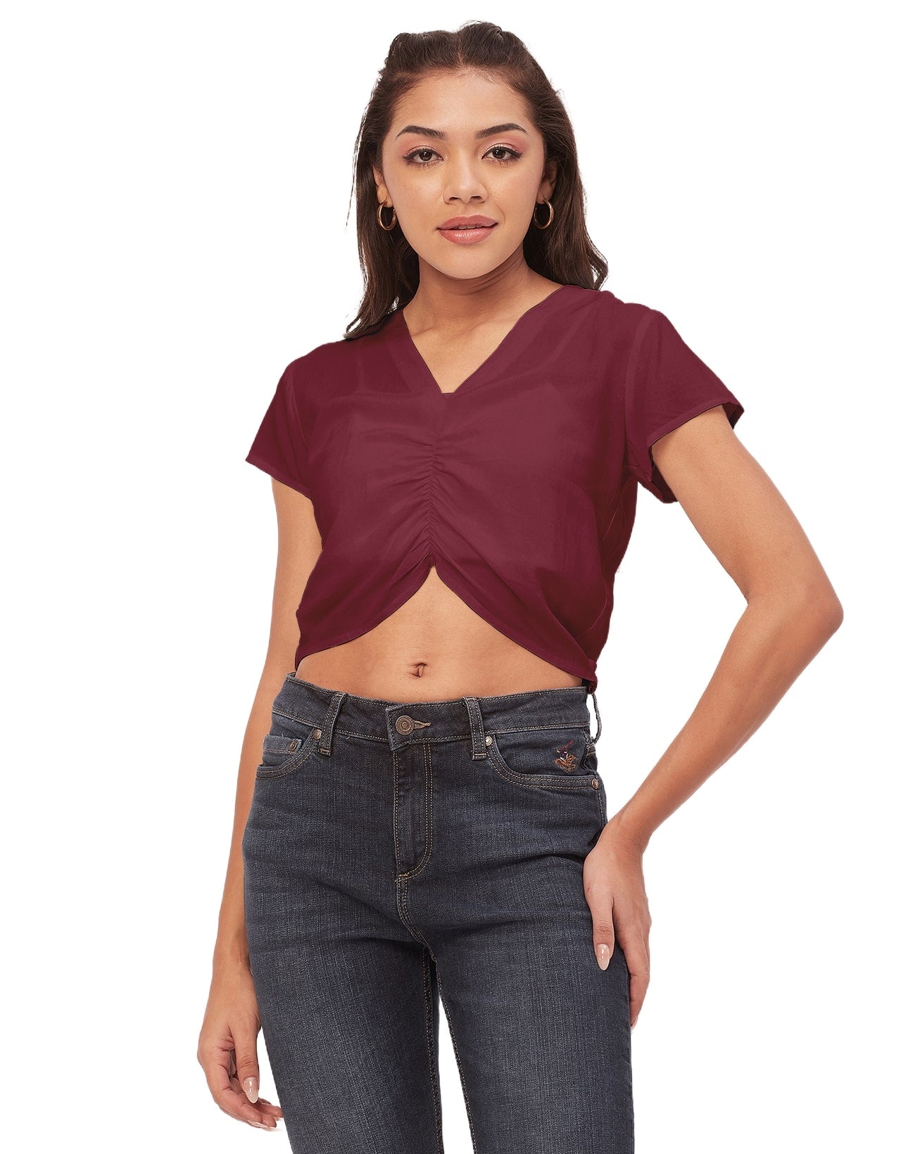 Short Sleeve V-Neck Crop
