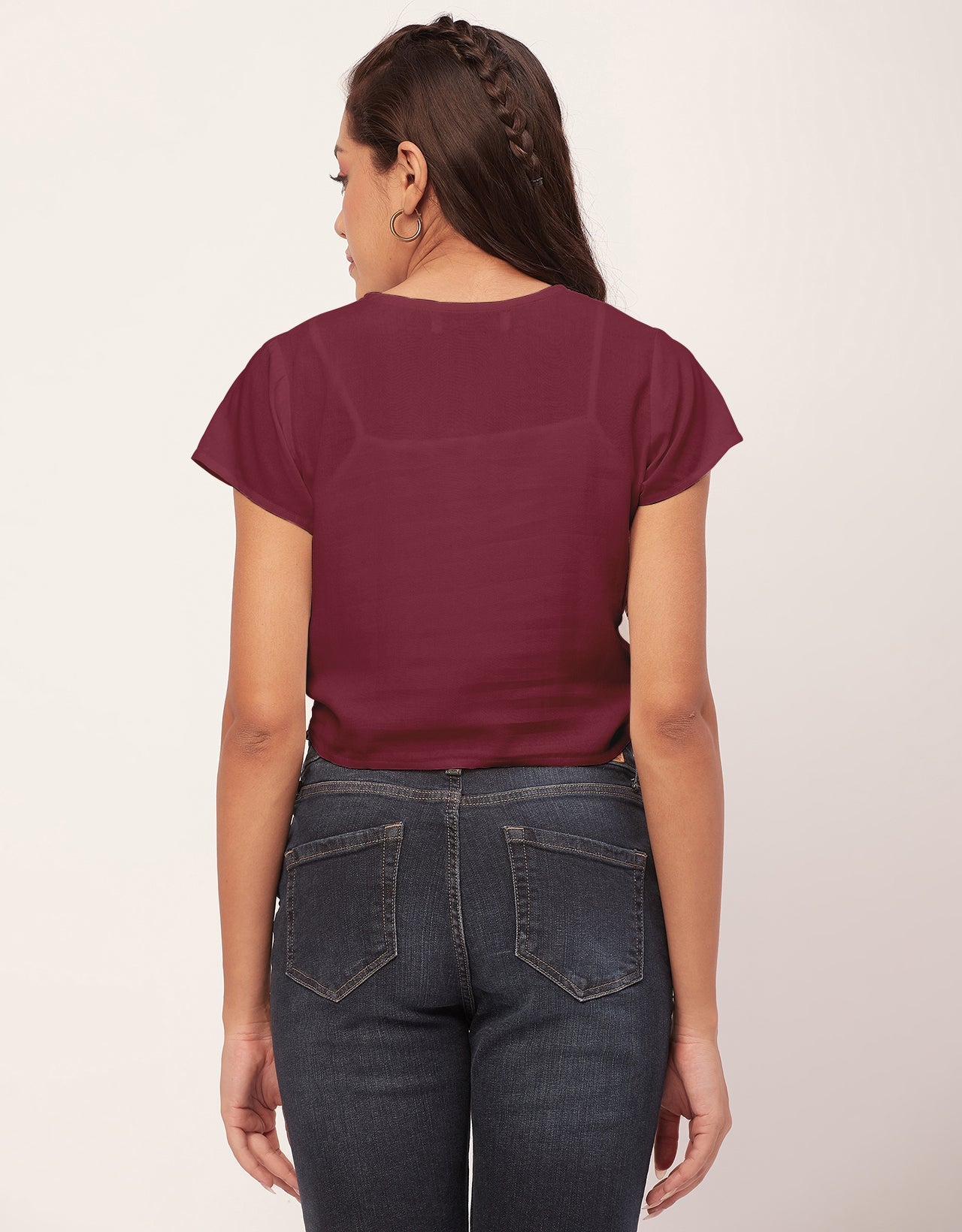 Short Sleeve V-Neck Crop
