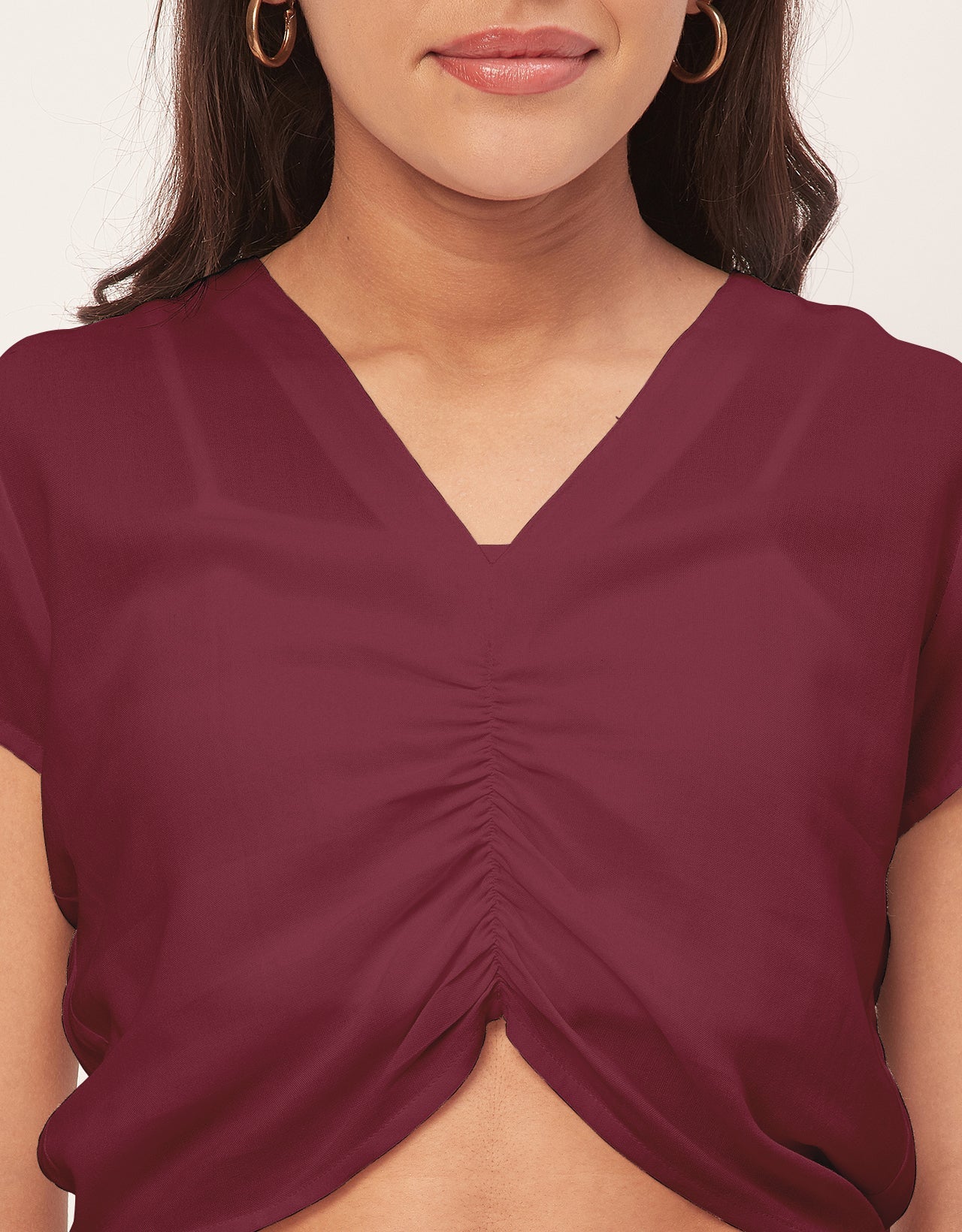 Short Sleeve V-Neck Crop