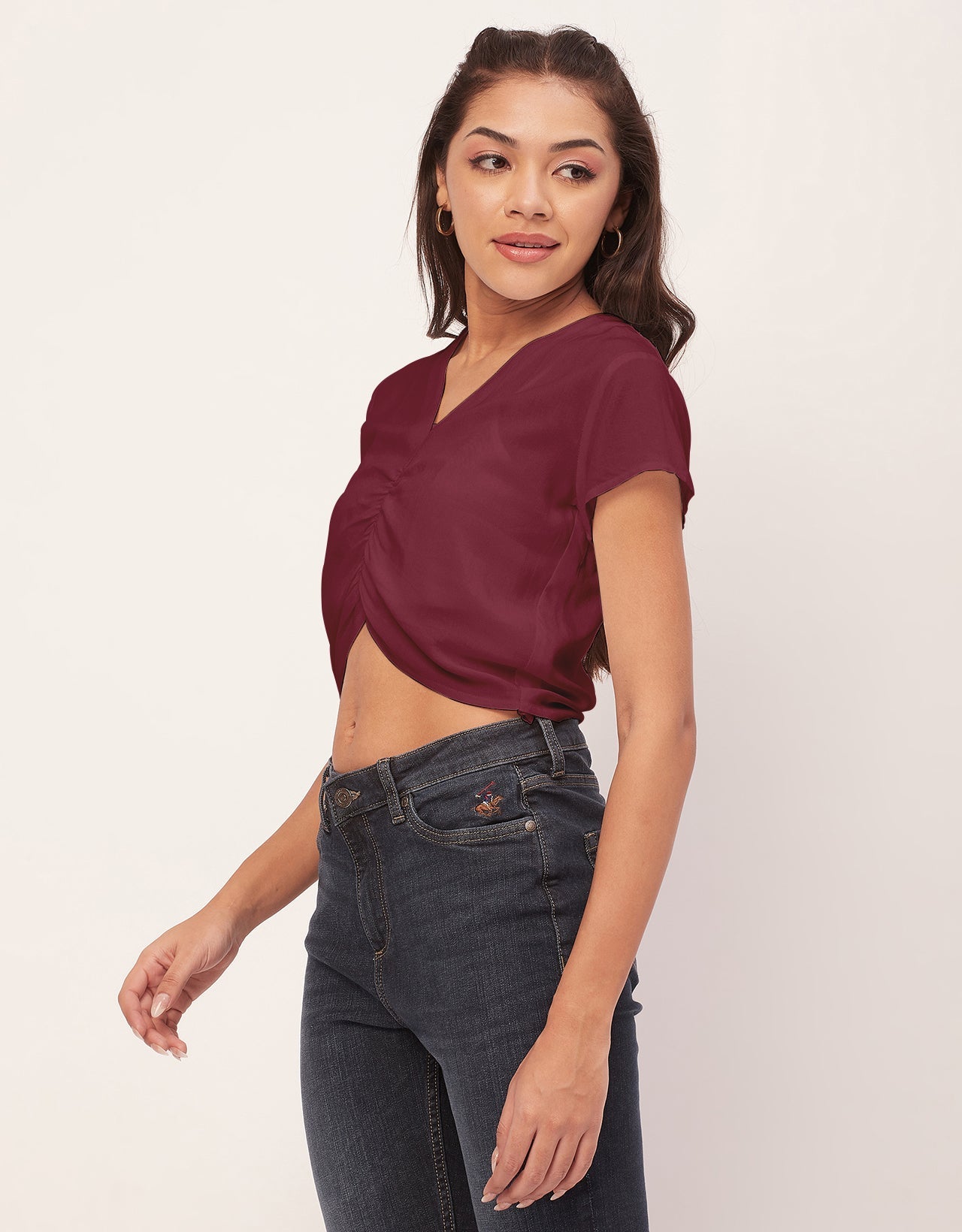 Short Sleeve V-Neck Crop