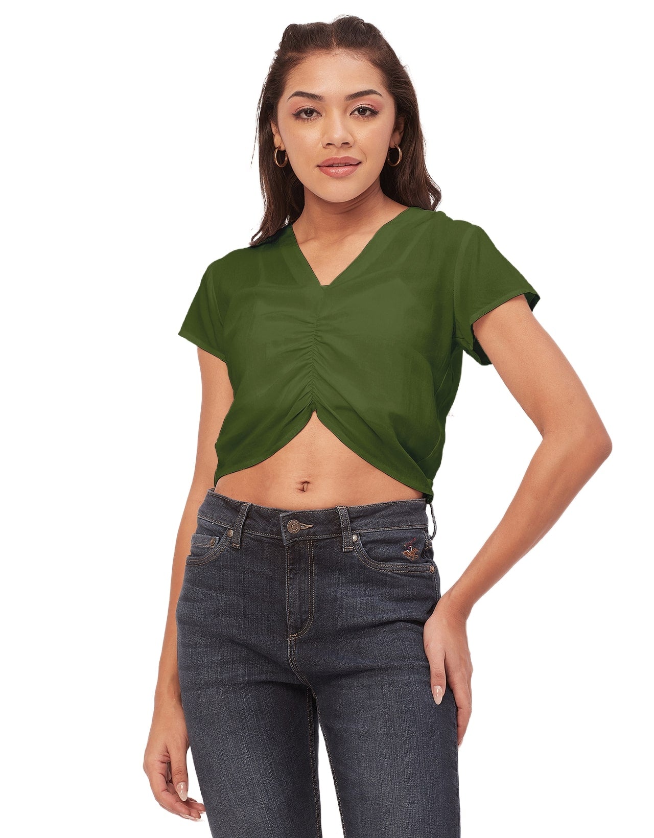 Short Sleeve V-Neck Crop