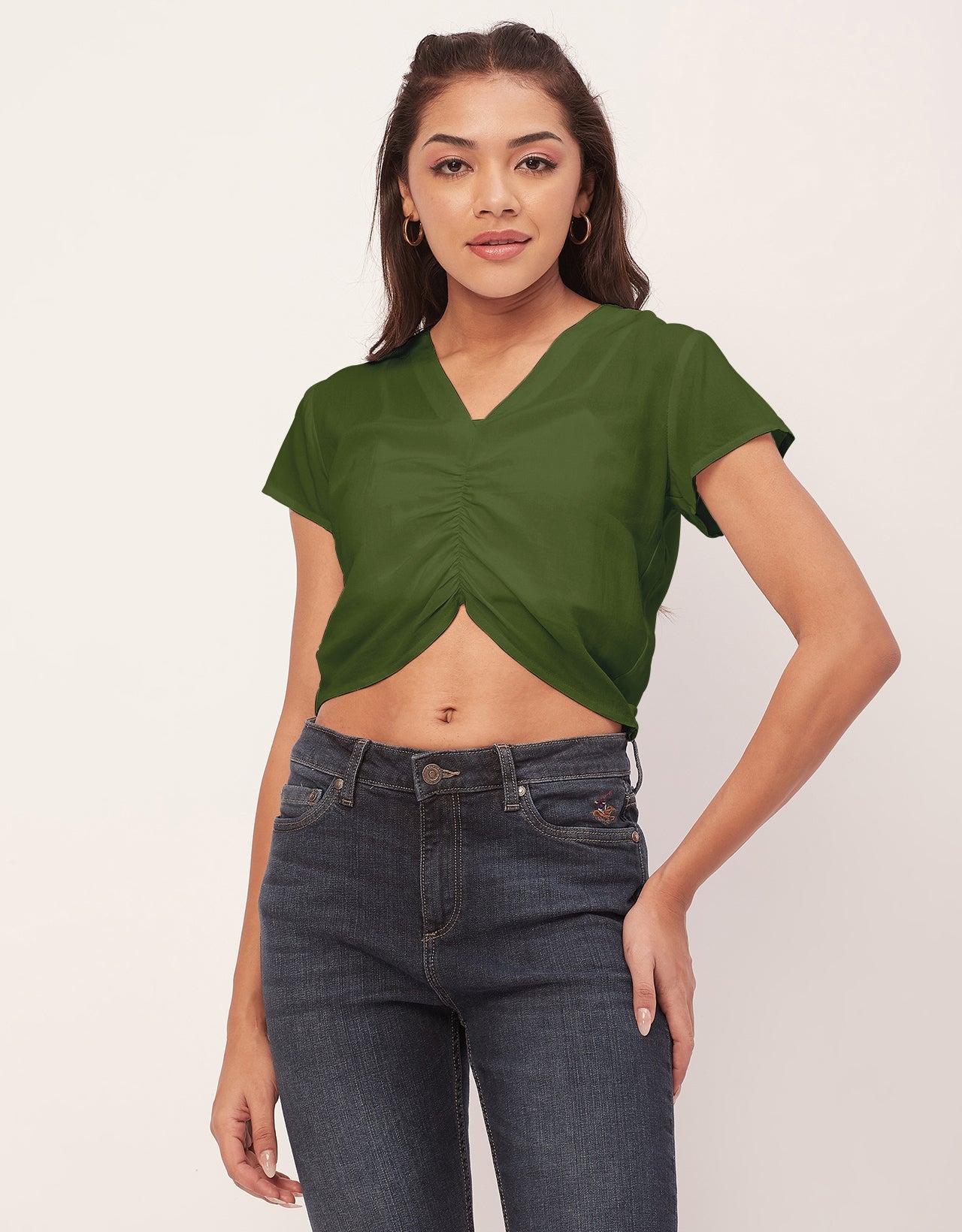 Short Sleeve V-Neck Crop