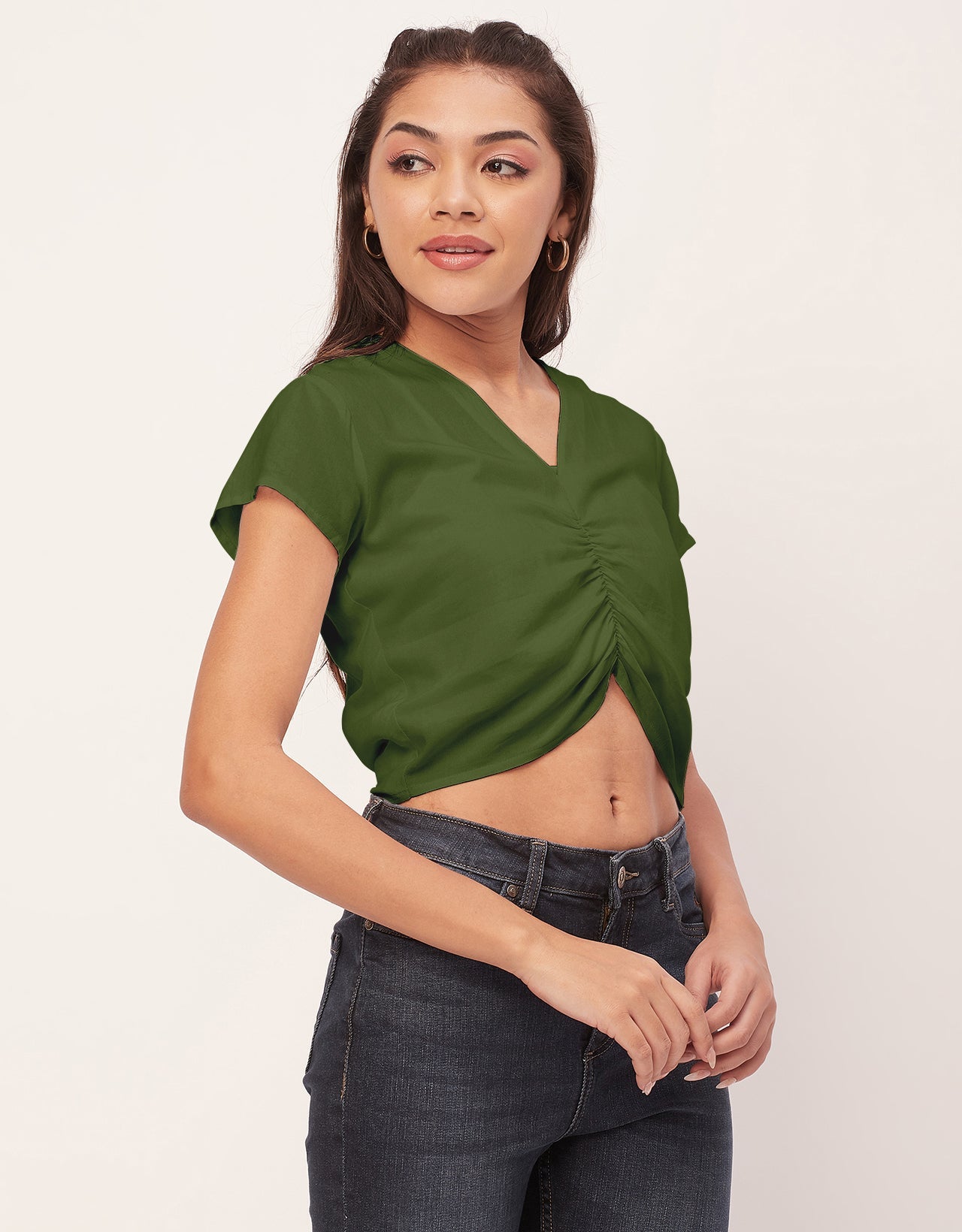 Short Sleeve V-Neck Crop