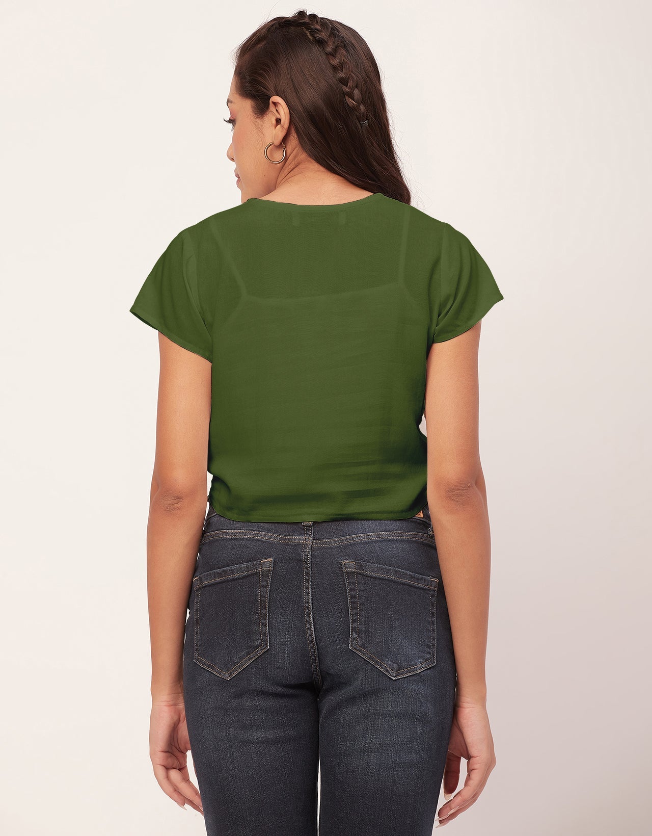 Short Sleeve V-Neck Crop