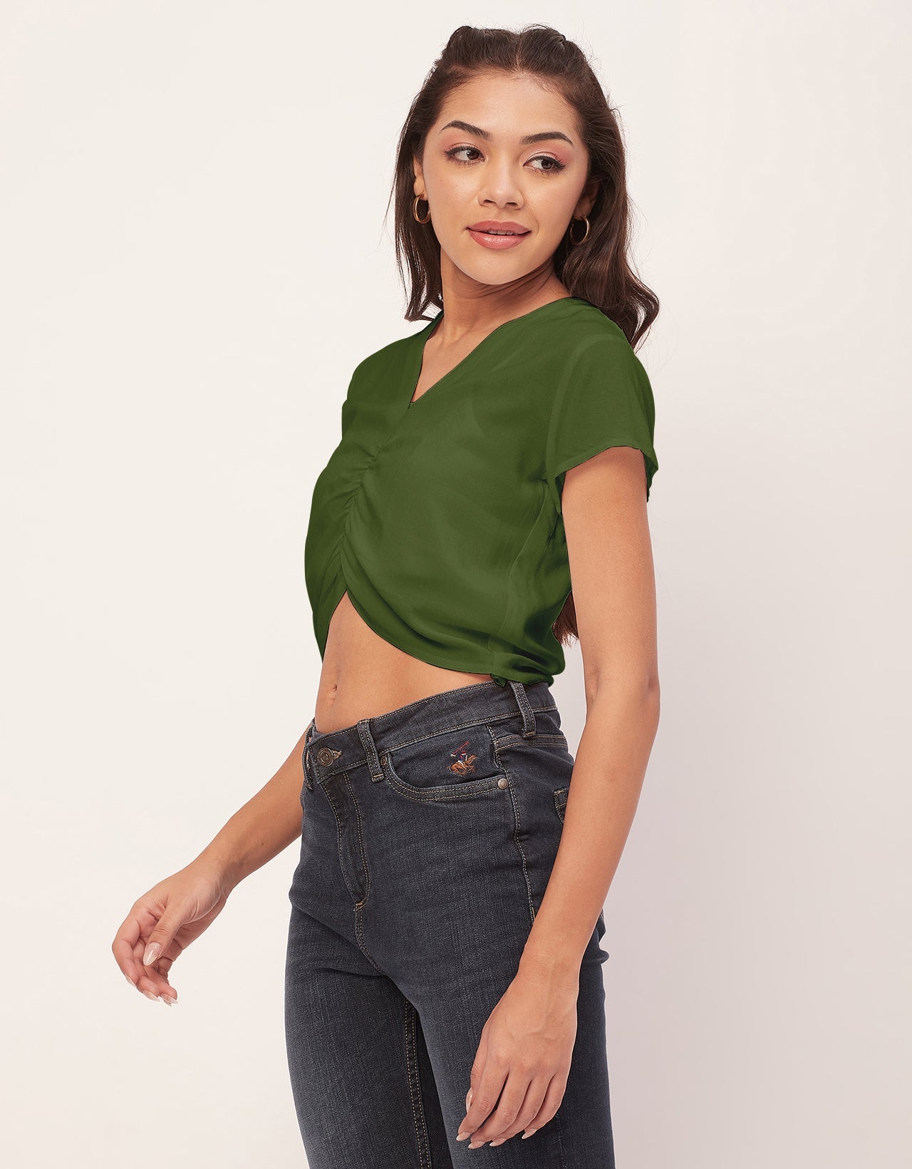 Short Sleeve V-Neck Crop
