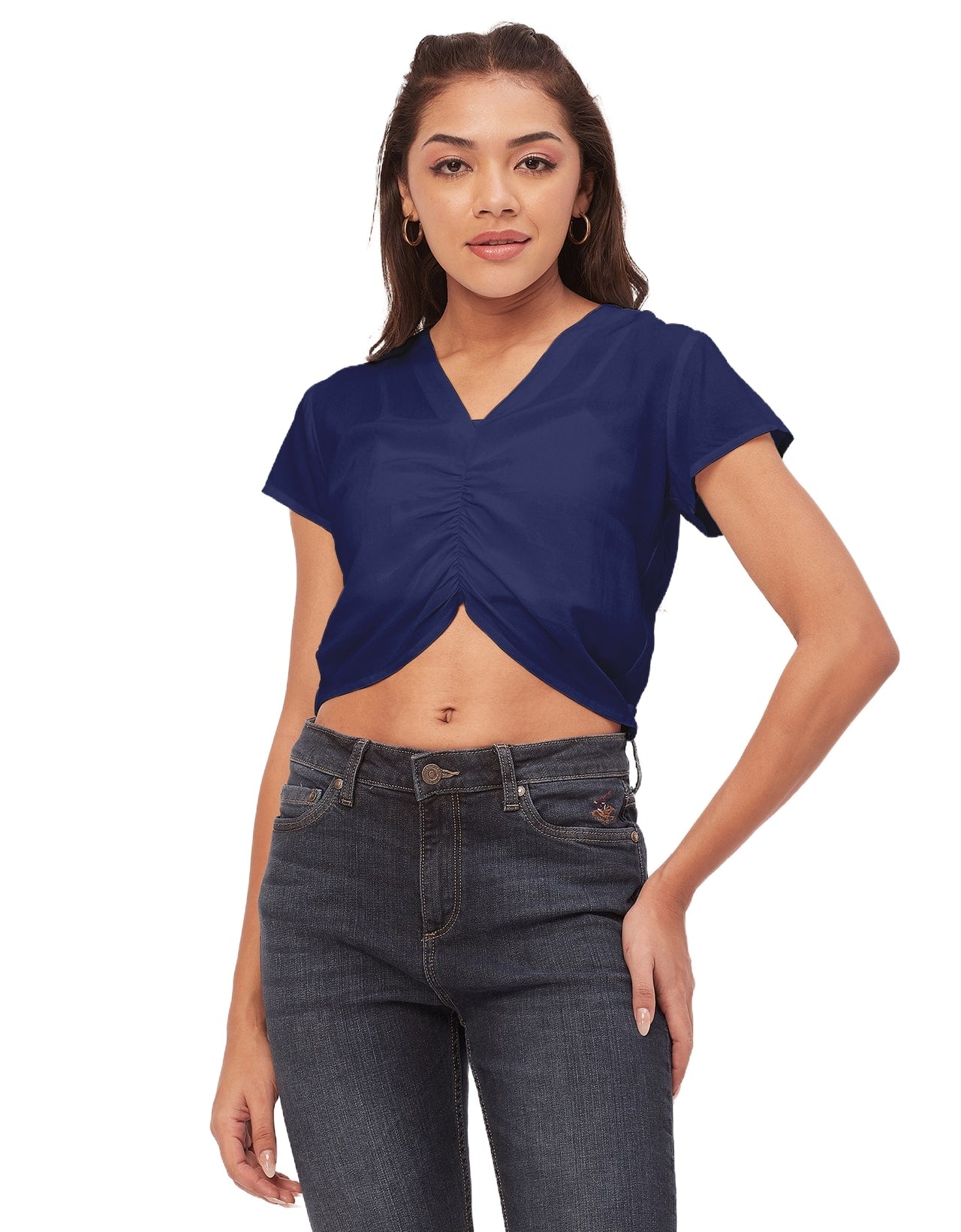Short Sleeve V-Neck Crop