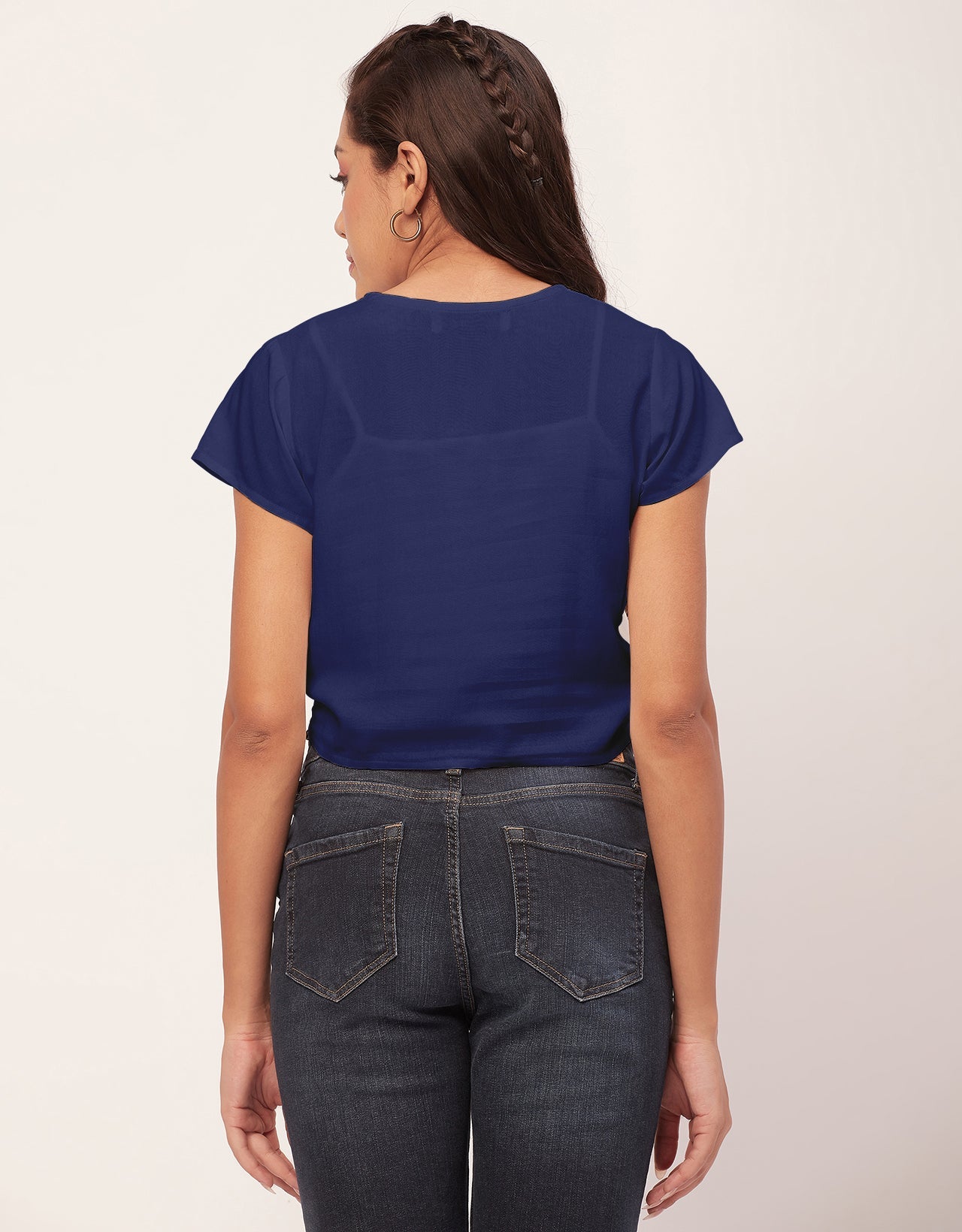 Short Sleeve V-Neck Crop