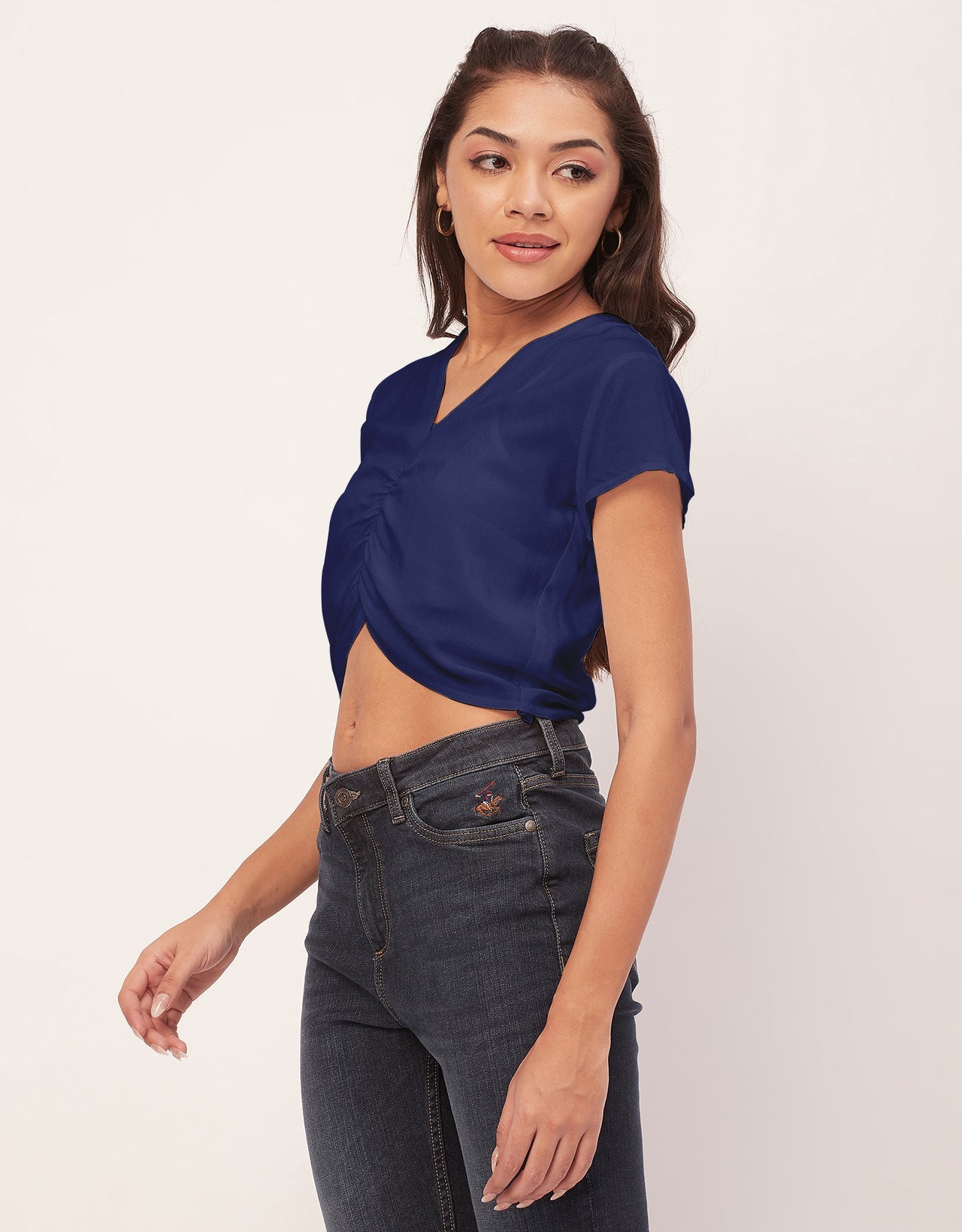 Short Sleeve V-Neck Crop