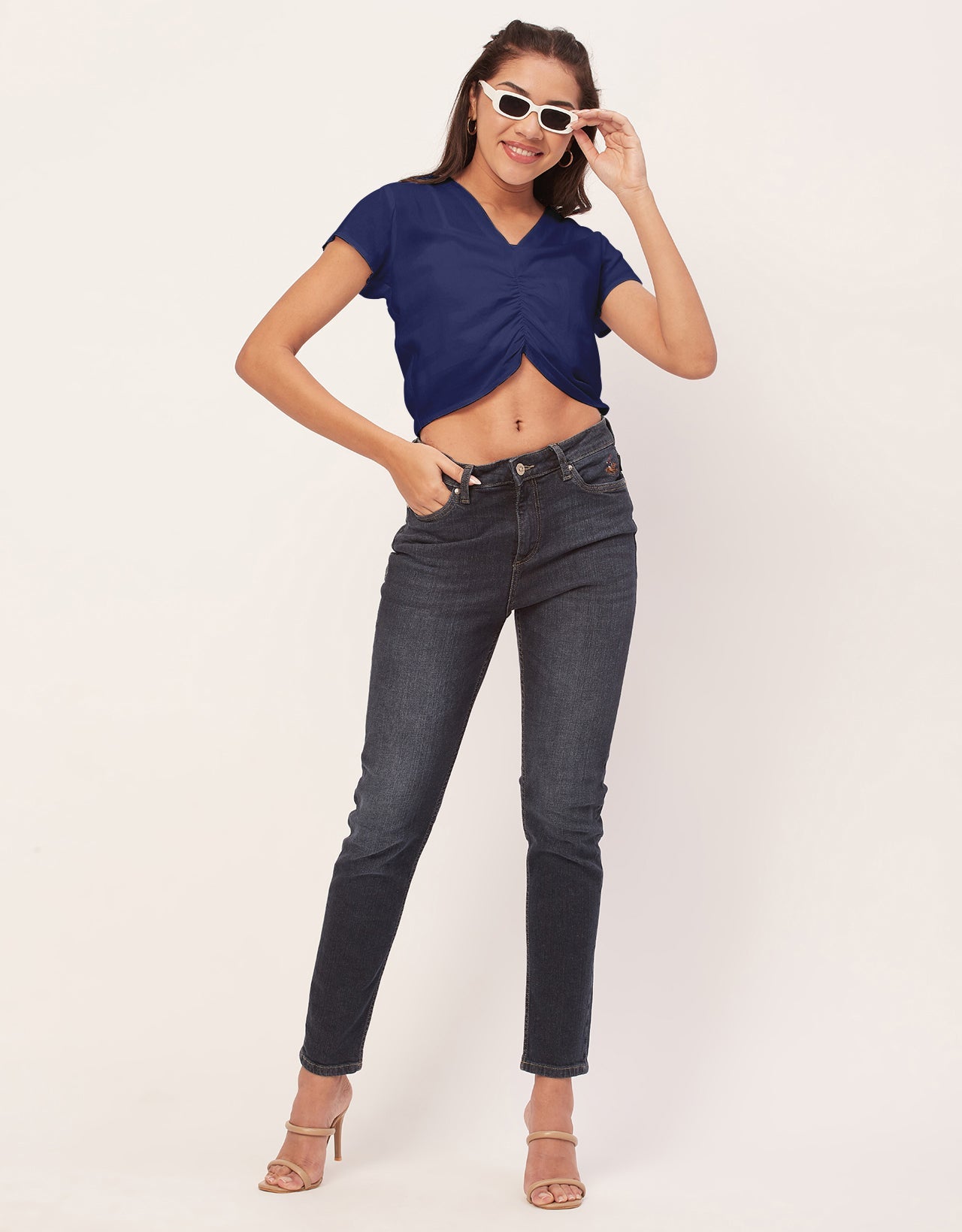 Short Sleeve V-Neck Crop