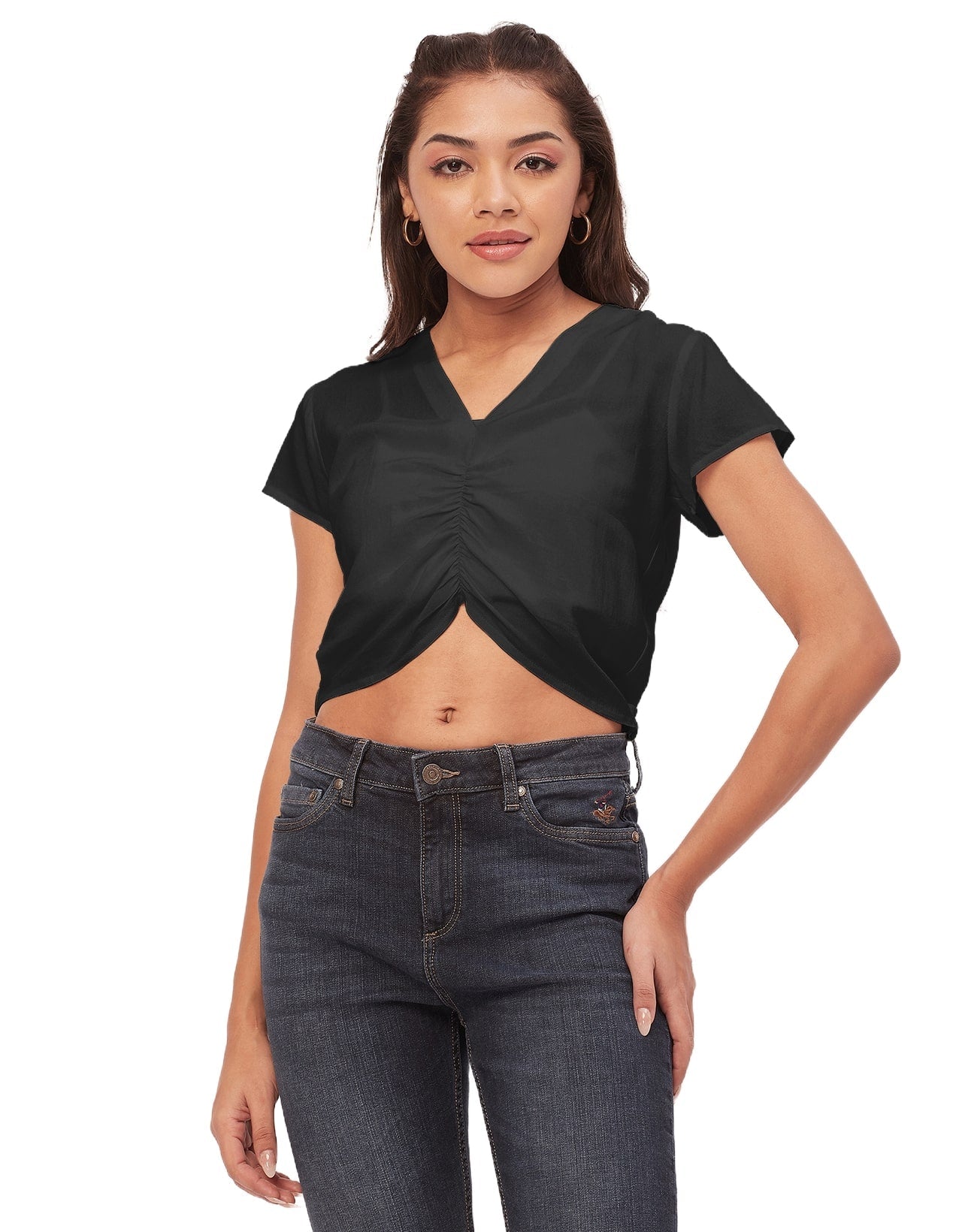 Short Sleeve V-Neck Crop