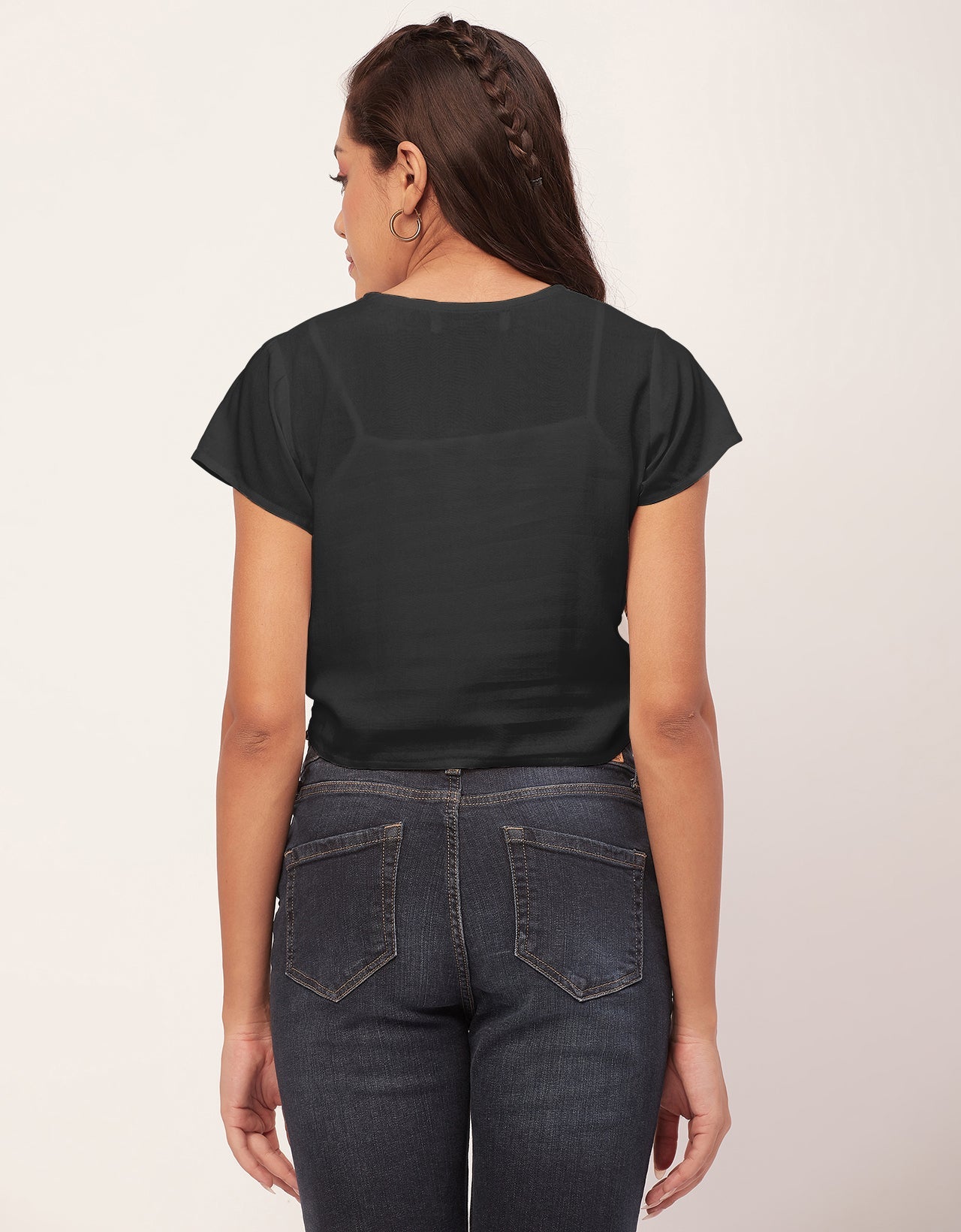 Short Sleeve V-Neck Crop