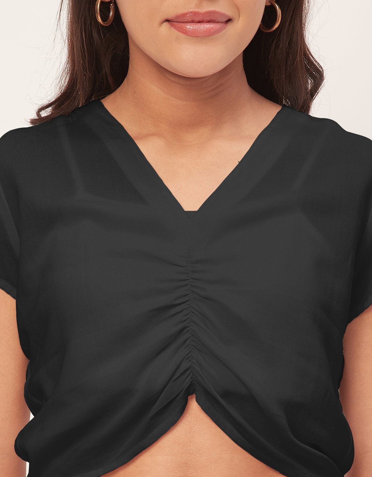 Short Sleeve V-Neck Crop
