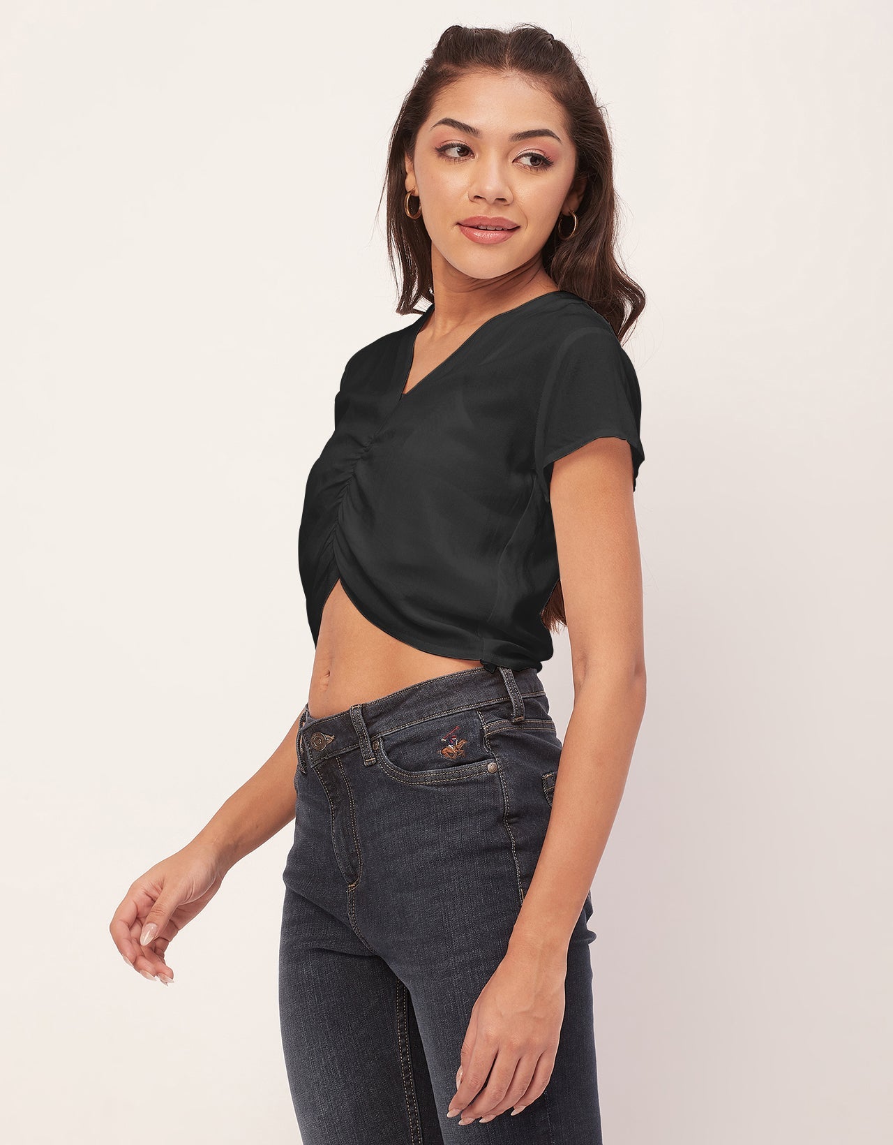 Short Sleeve V-Neck Crop