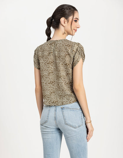 Round Neck Petal Sleeves