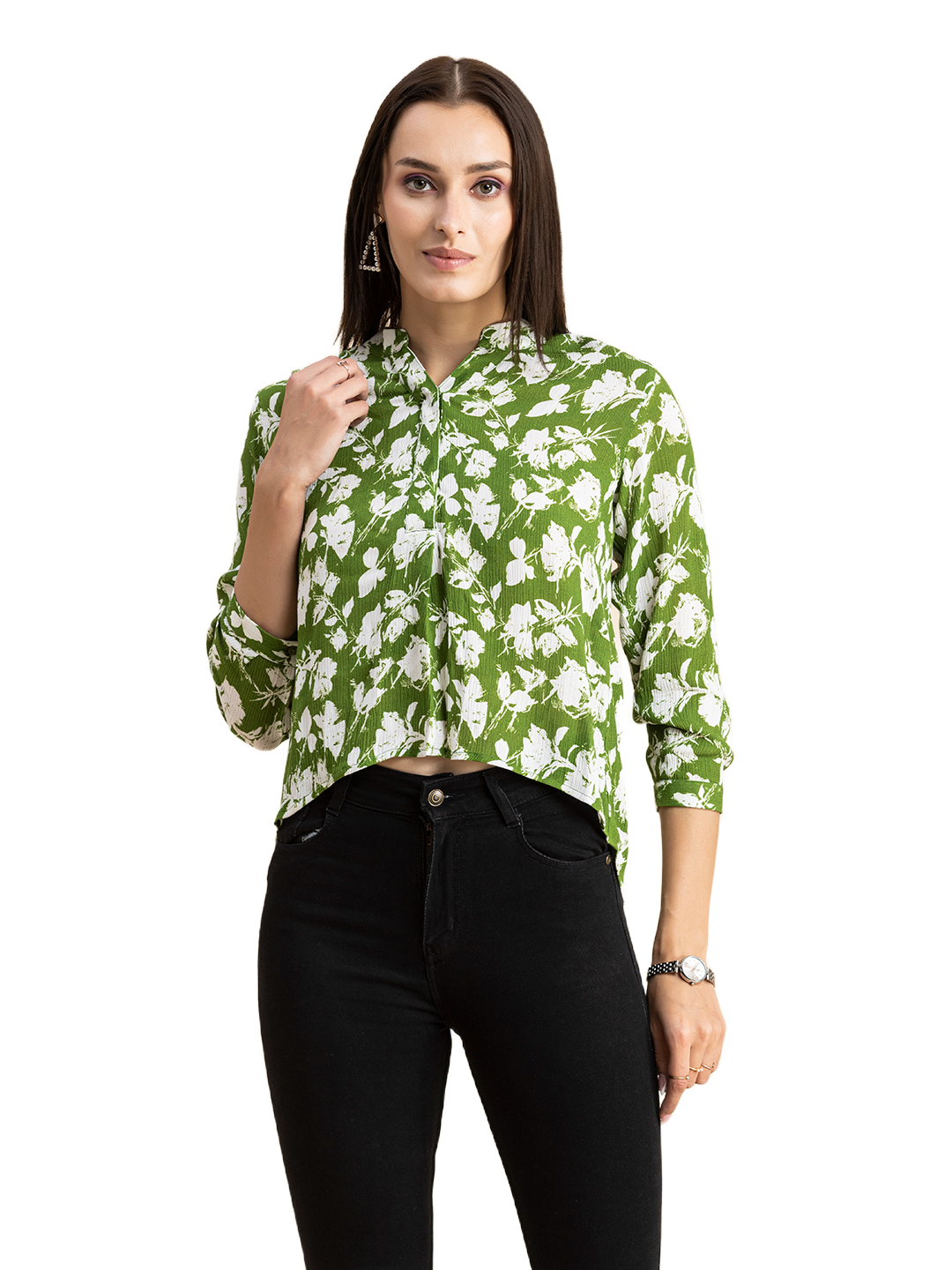 Mandarin Collar Rayon Top